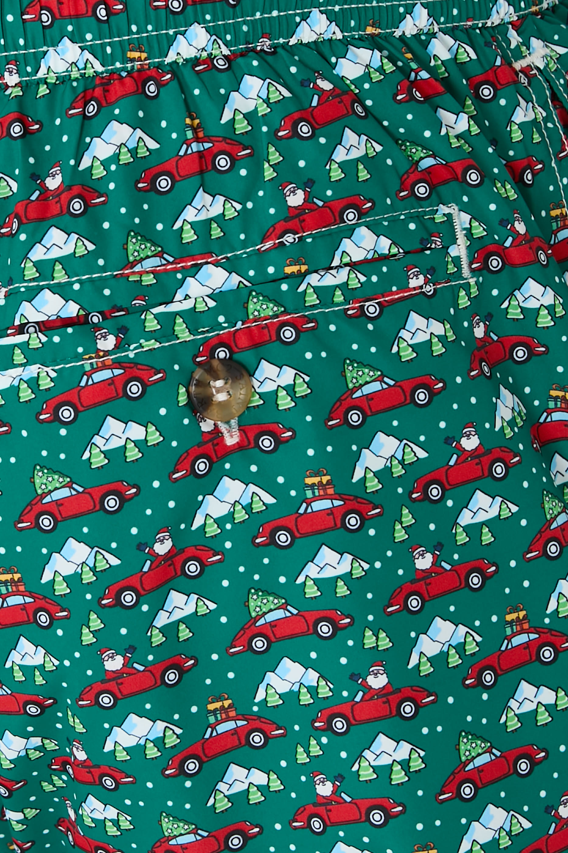 شورت سباحة ميكرو فانتايزي لايتنغ بتصميم سانتا يقود سيارة