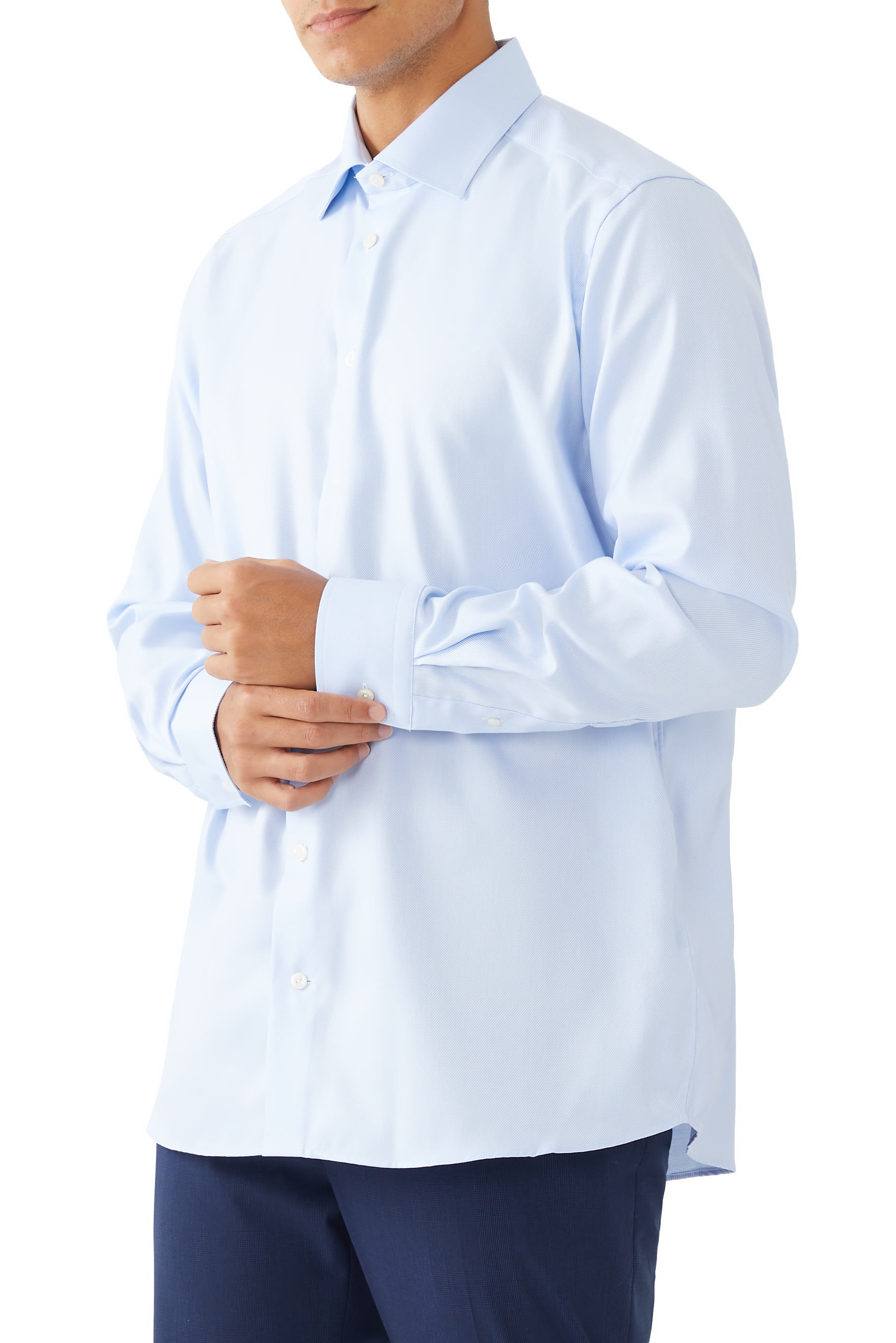 قميص سادة تويل بارز الملمس