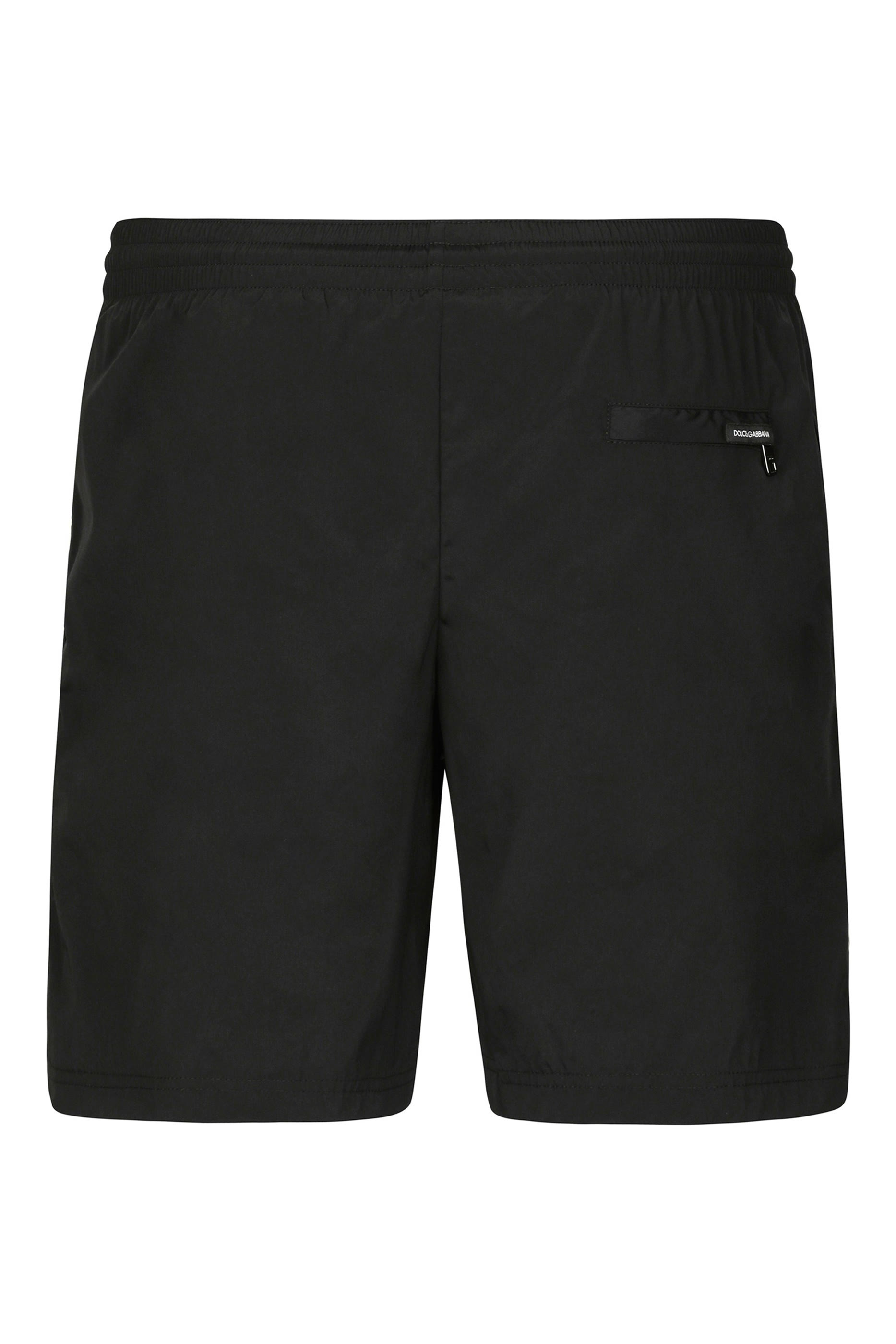 شورت سباحة بخصر متوسط الارتفاع بشعار حرفي الماركة