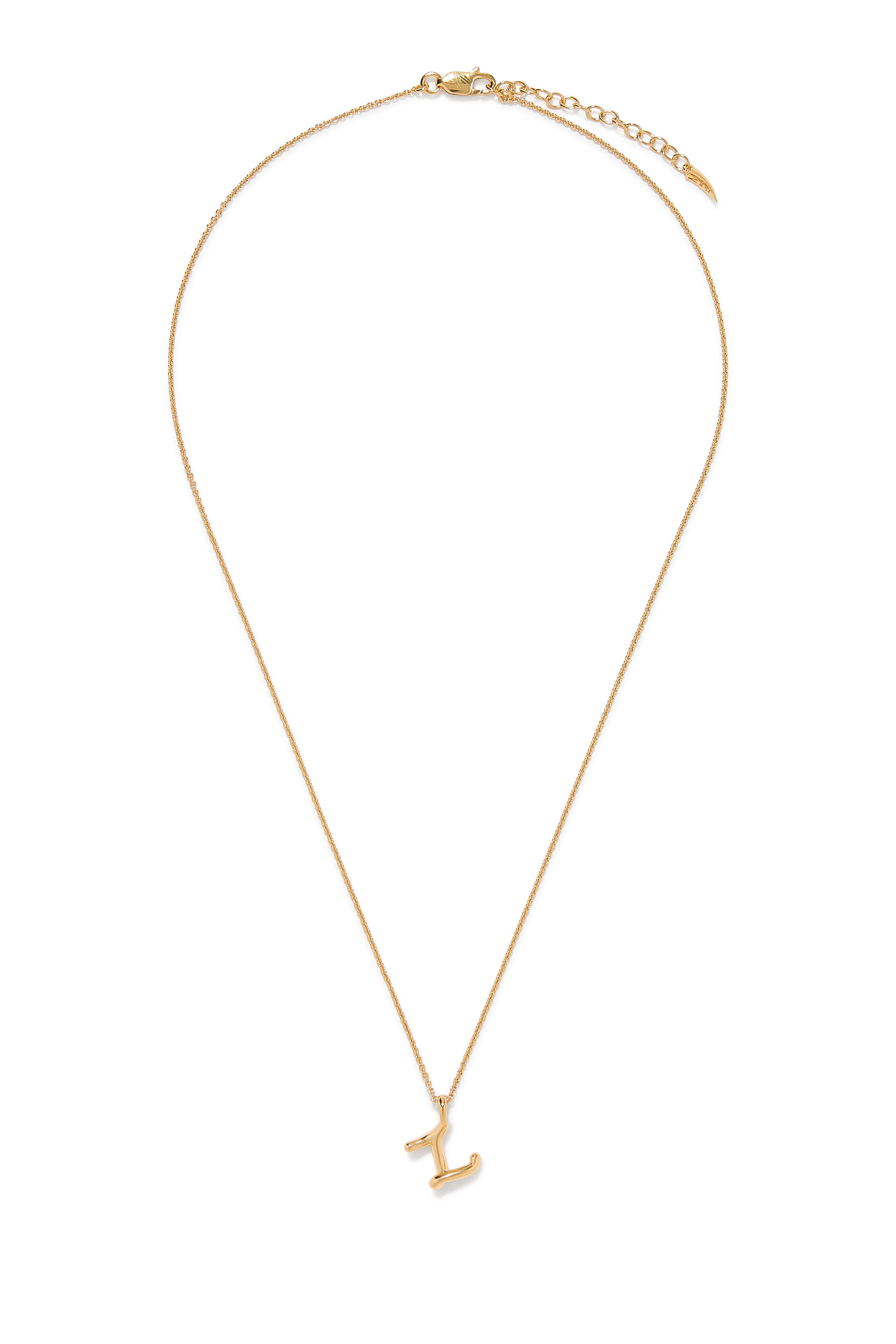 قلادة مولتن صغيرة بدلاية بتصميم حرف Z مقوس، فضة إسترلينية معاد تدويرها مطلية بذهب أصفر معاد تدويره عيار 18