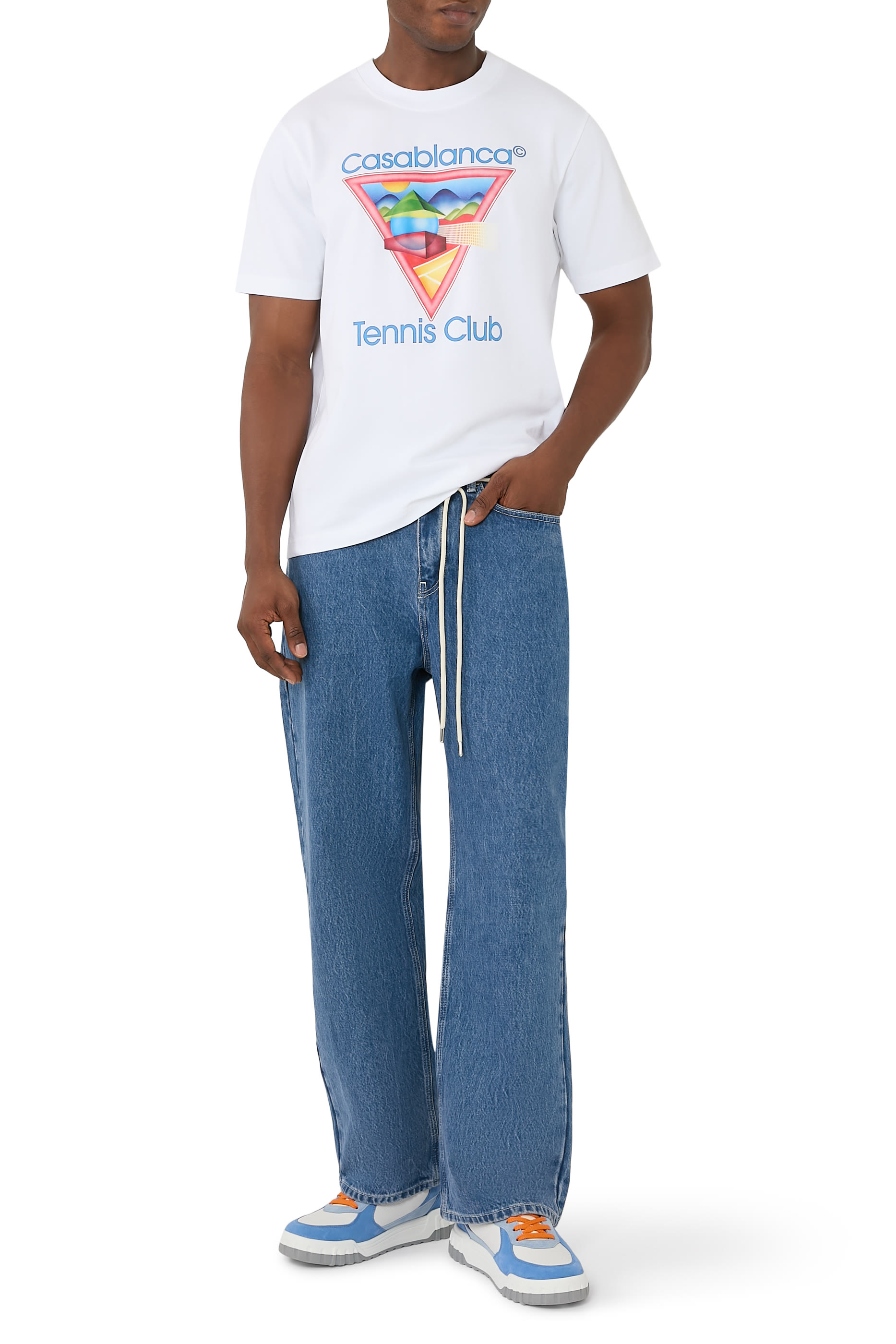 تيشيرت بنقشة تنس كلوب وشعار الماركة