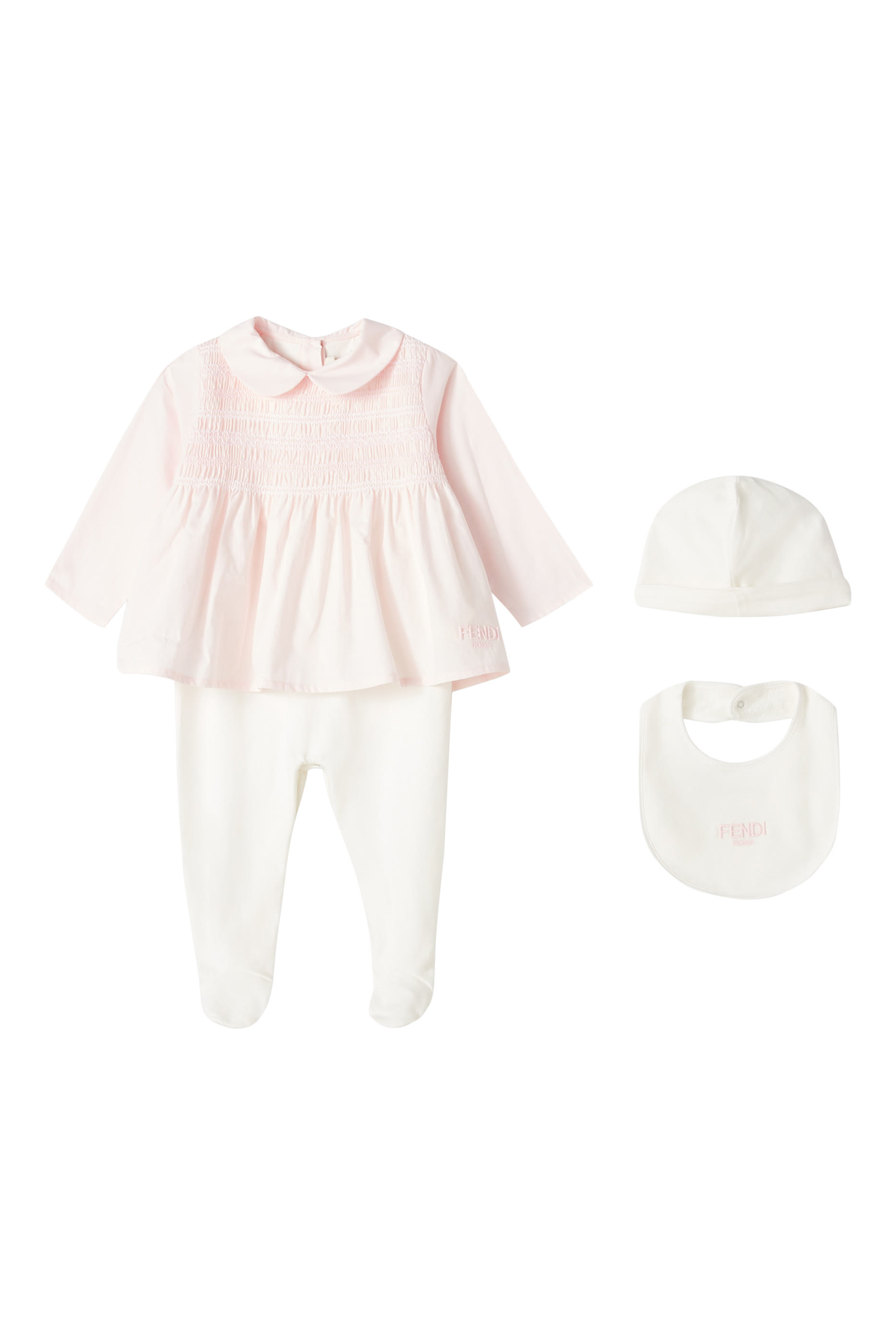 طقم بودي سوت بشعار الماركة، مريلة، وقبعة بيني للأطفال