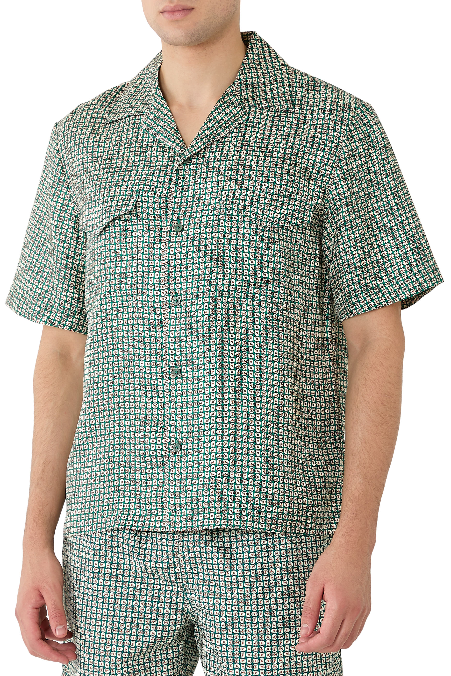 قميص كلارك بياقة مطوية ونقشة حرير