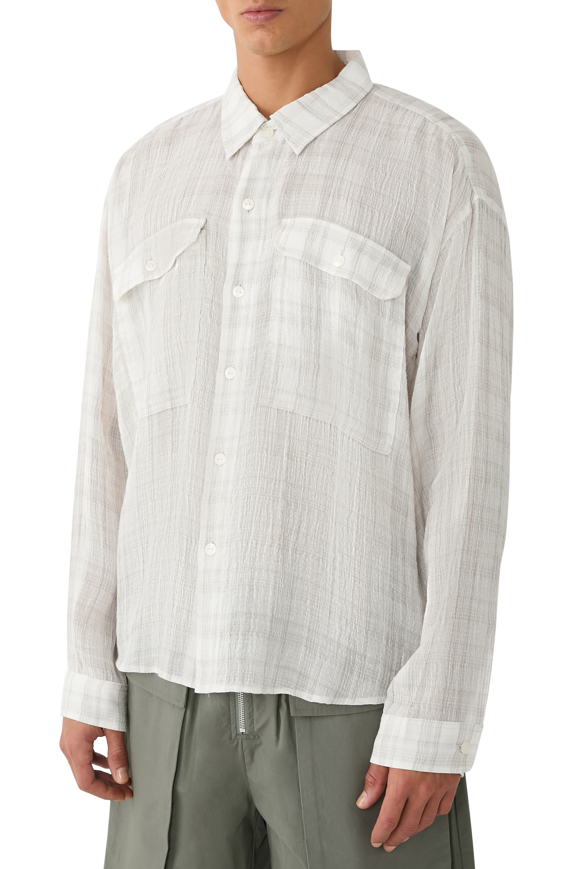 قميص بارز الملمس بنقشة مربعات