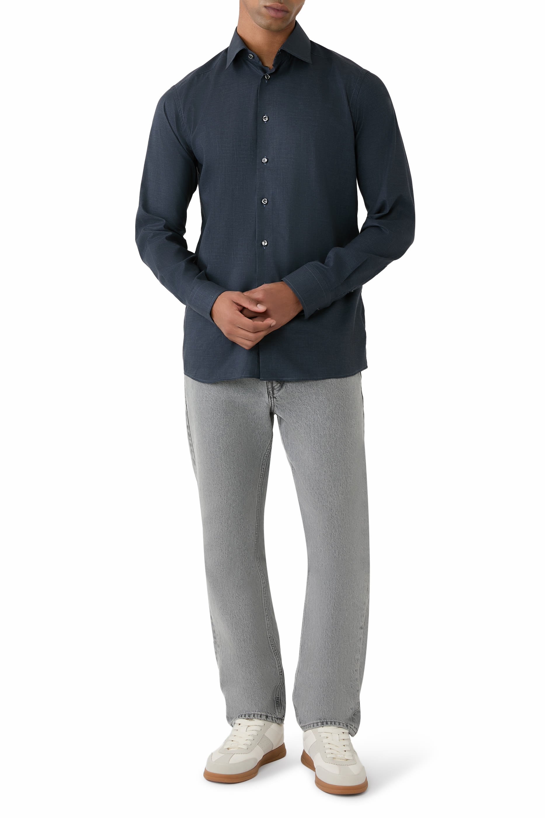 قميص بنقشة مربعات بحجم صغير فلانيل مميز للماركة