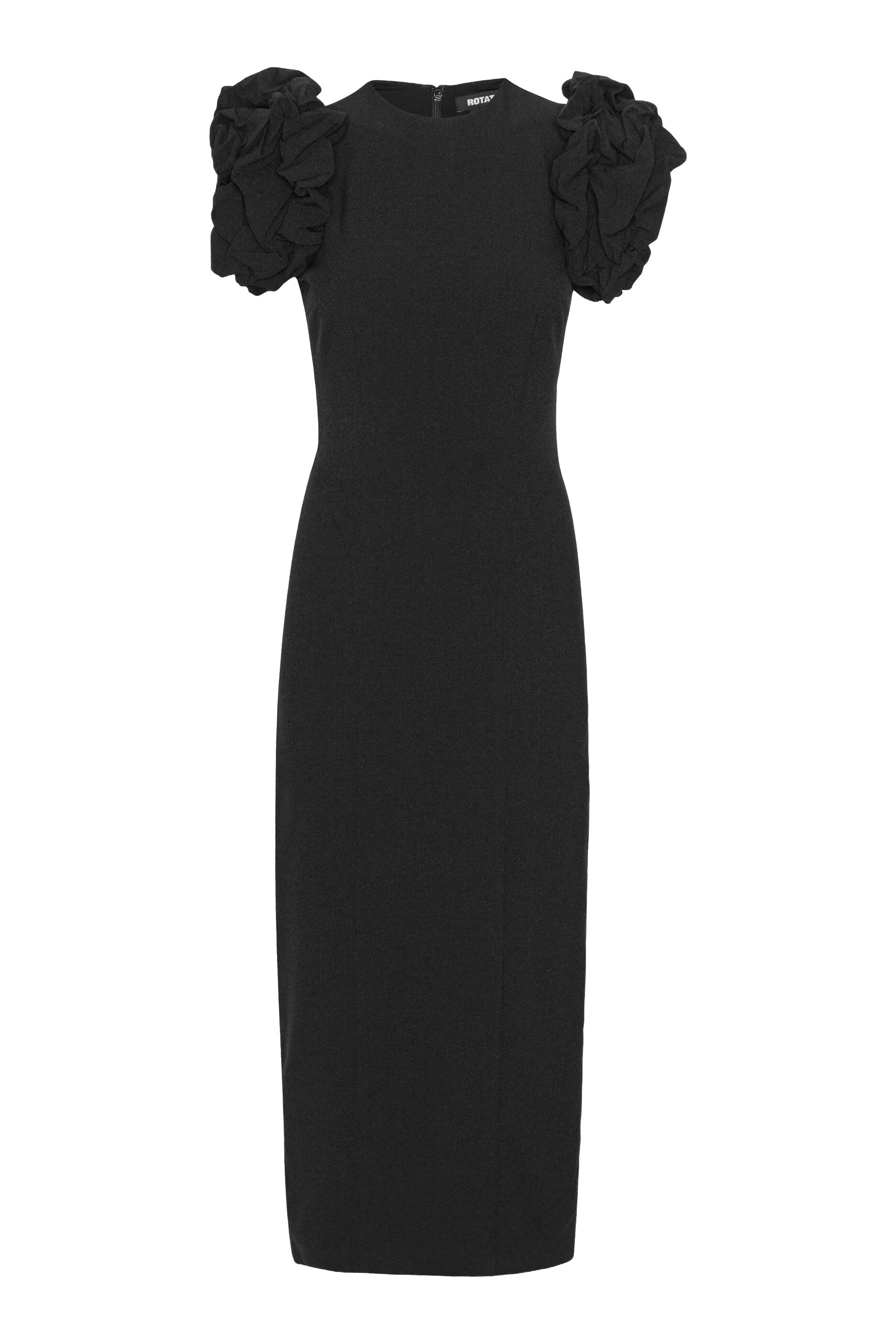 فستان متوسط الطول بأكمام منفوخة