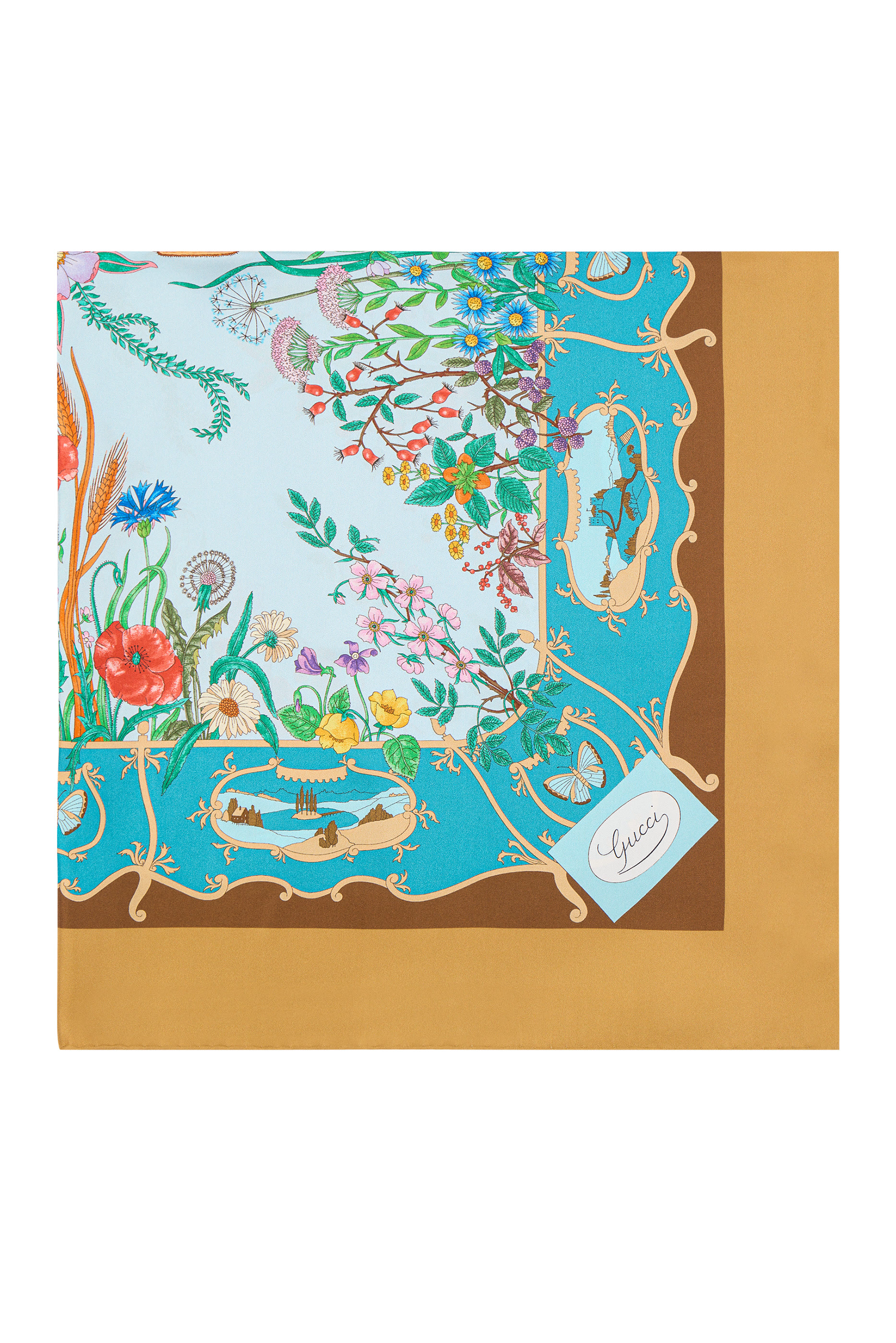 وشاح مربع بطبعات حرير تويل 