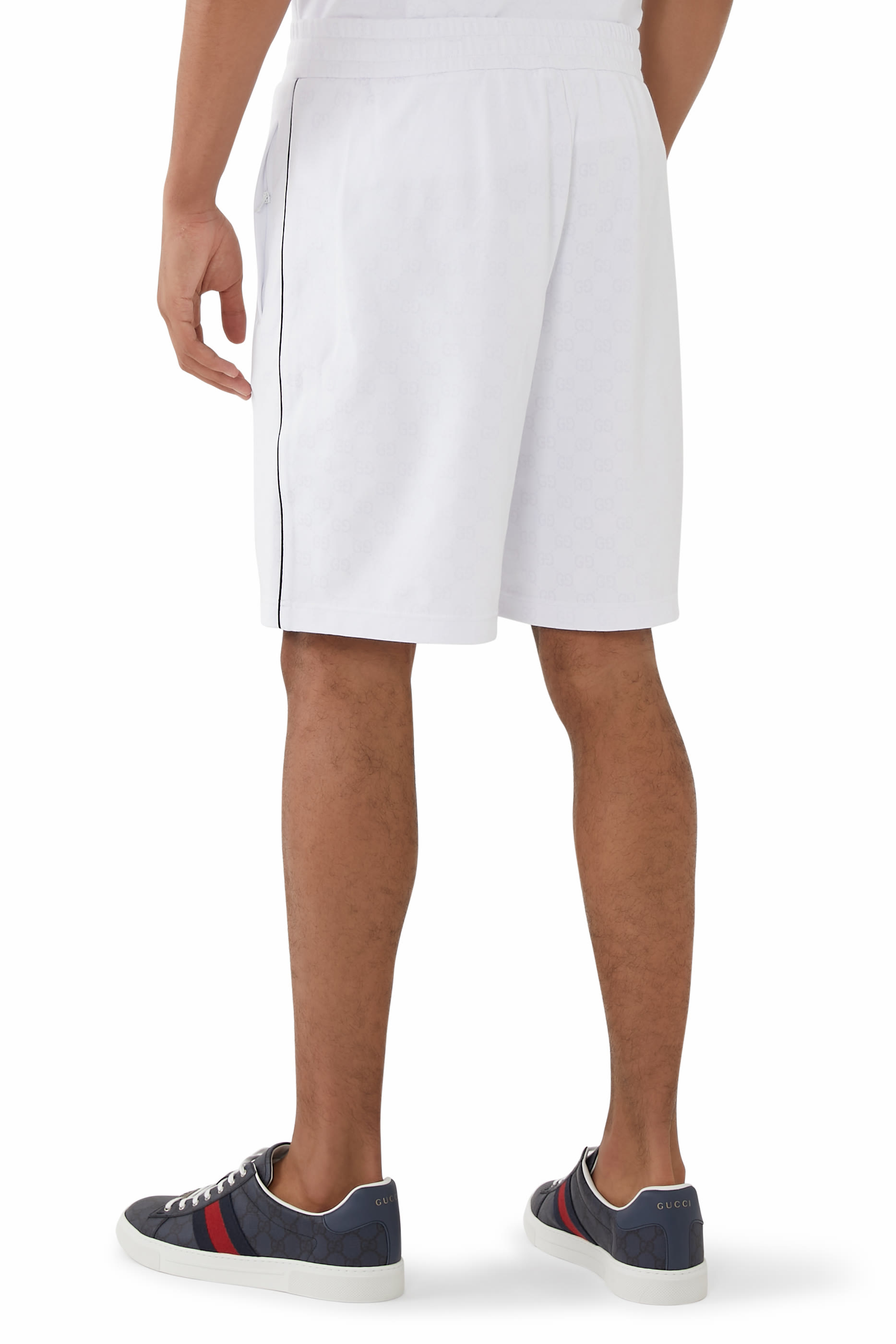 شورت بنقشة حرفي شعار الماركة قطن ونايلون