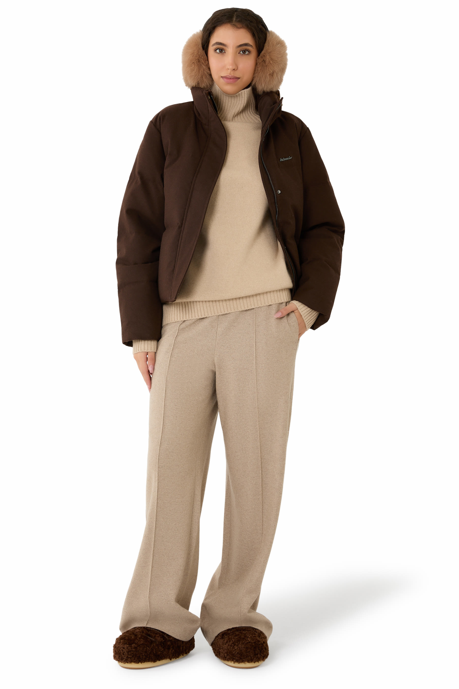 جاكيت صوف معالج مبطن بالزغب