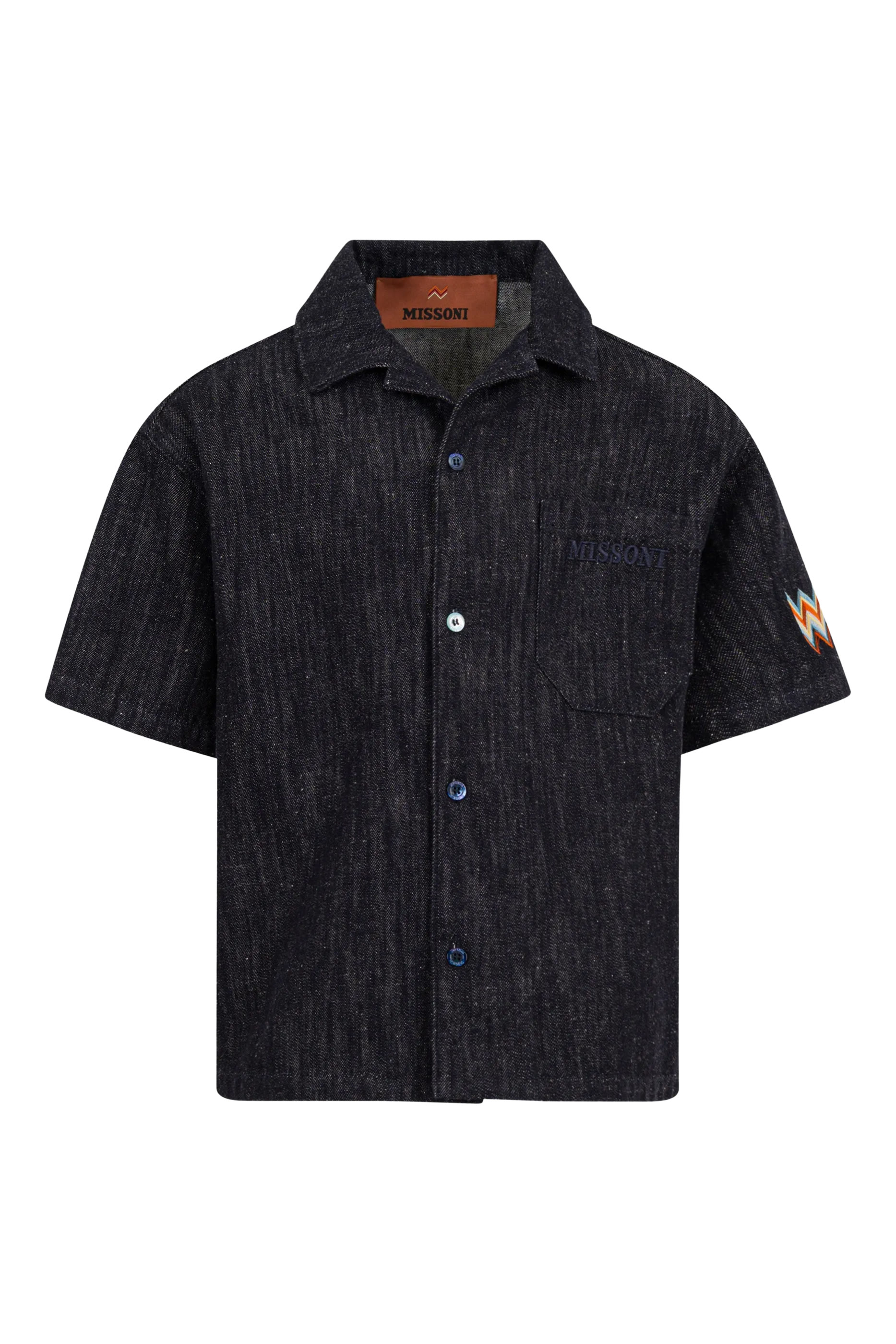 قميص بجيب عند الصدر بشعار الماركة دنيم للأطفال