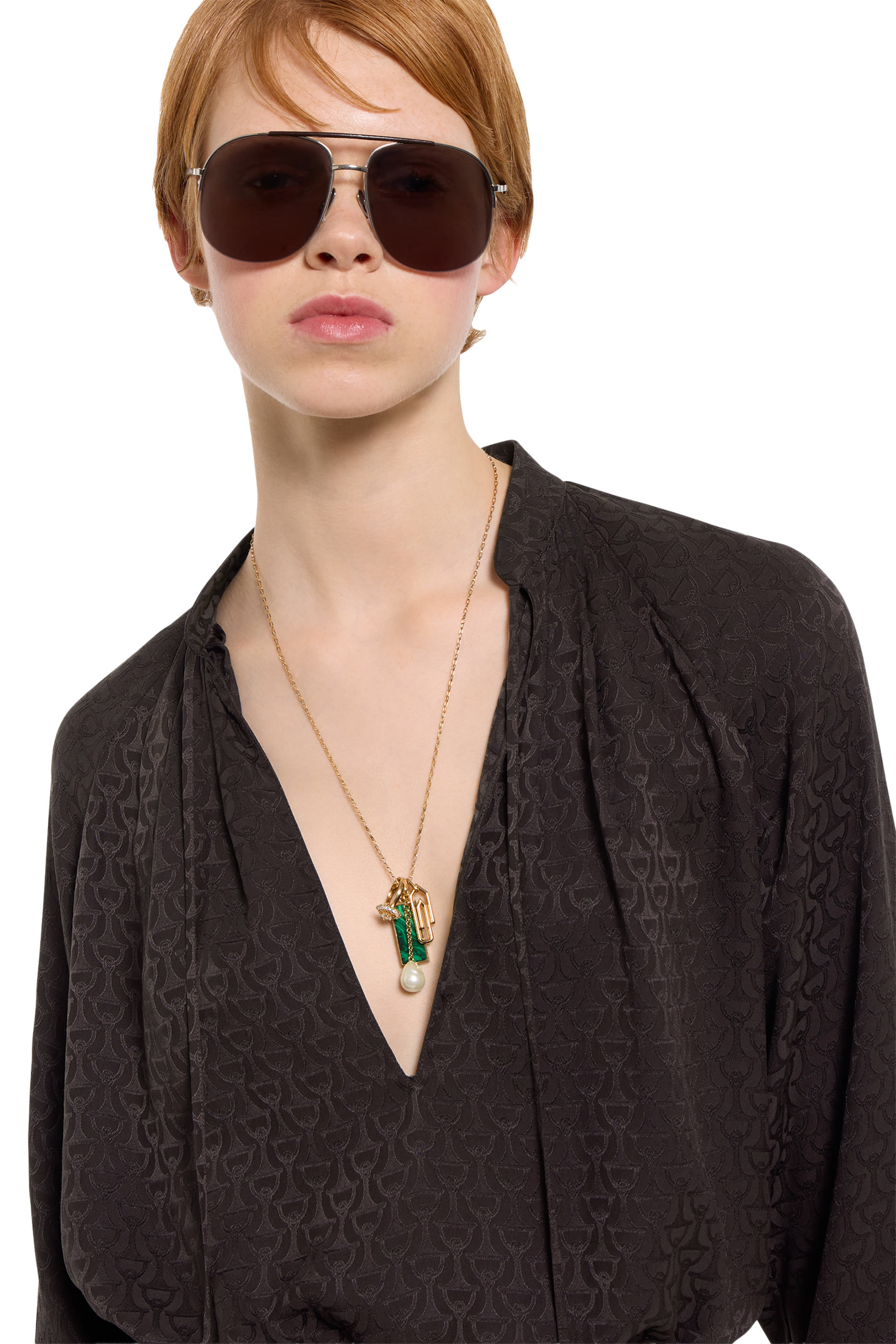 قميص بنقشة لجام الحصان حرير جاكار