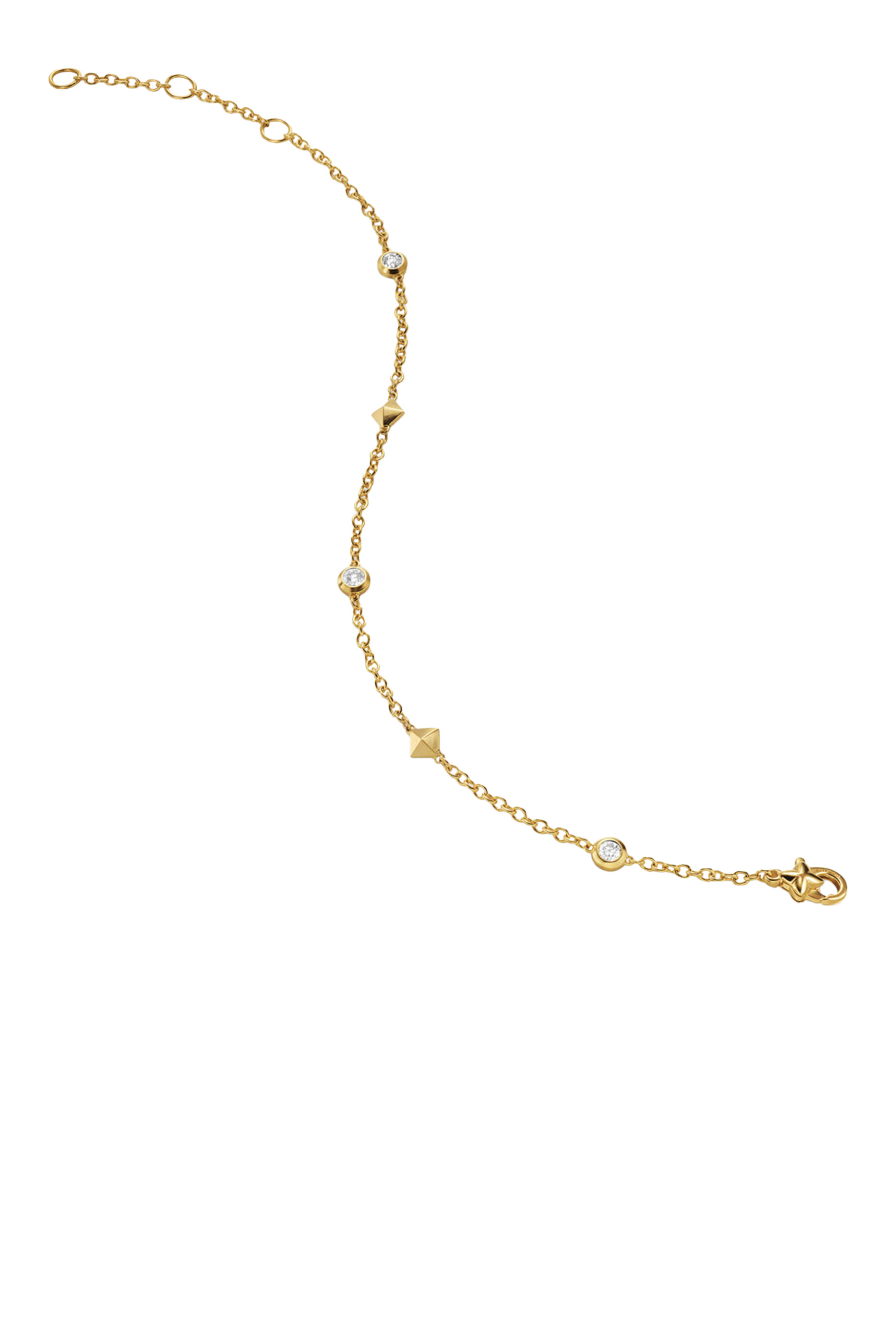 سوار مودرن رونيسونس بوتيت ستيشن مرصع بماس، ذهب أصفر عيار 18