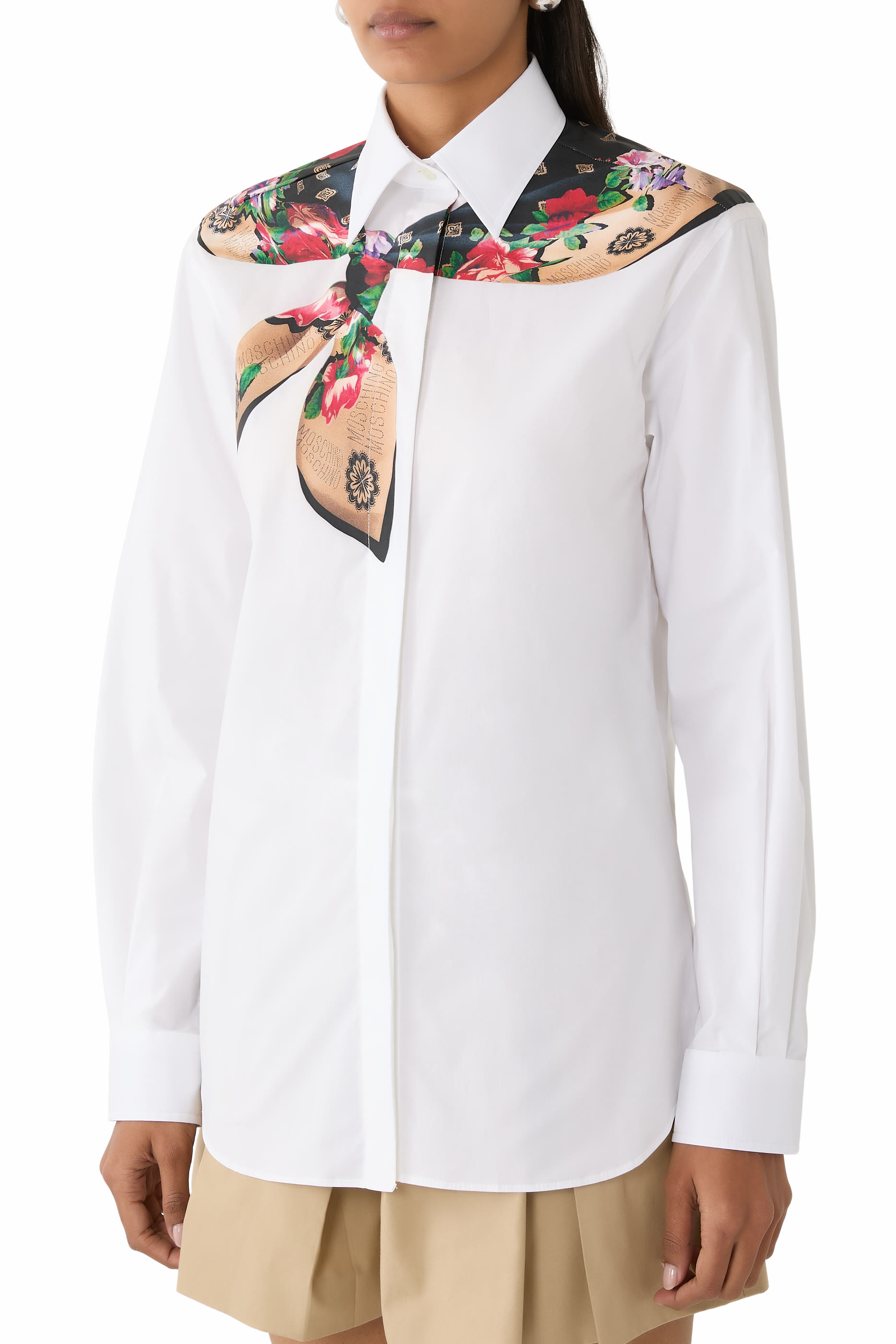 قميص بطبعة وشاح قطن