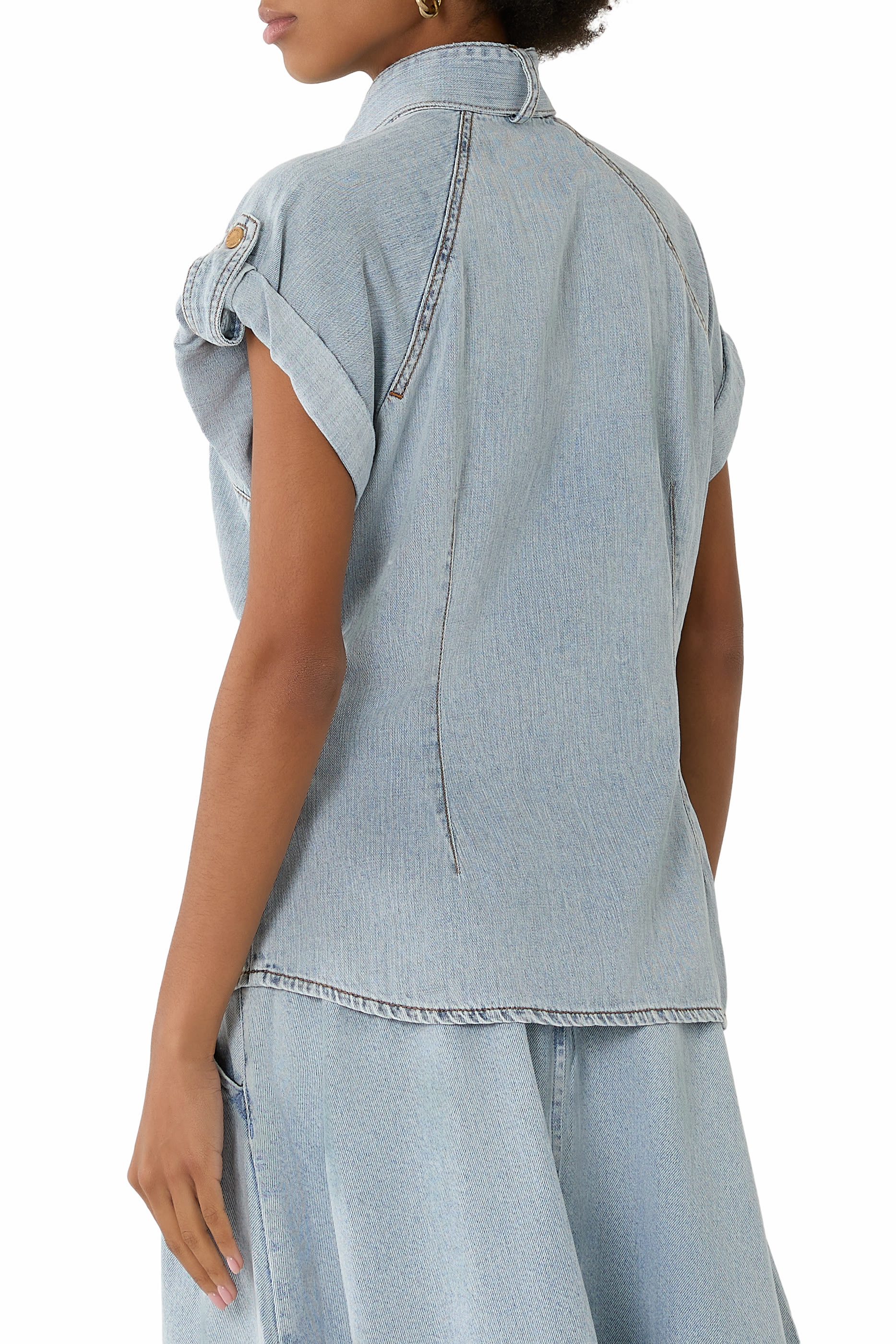 قميص بربطة عنق دنيم