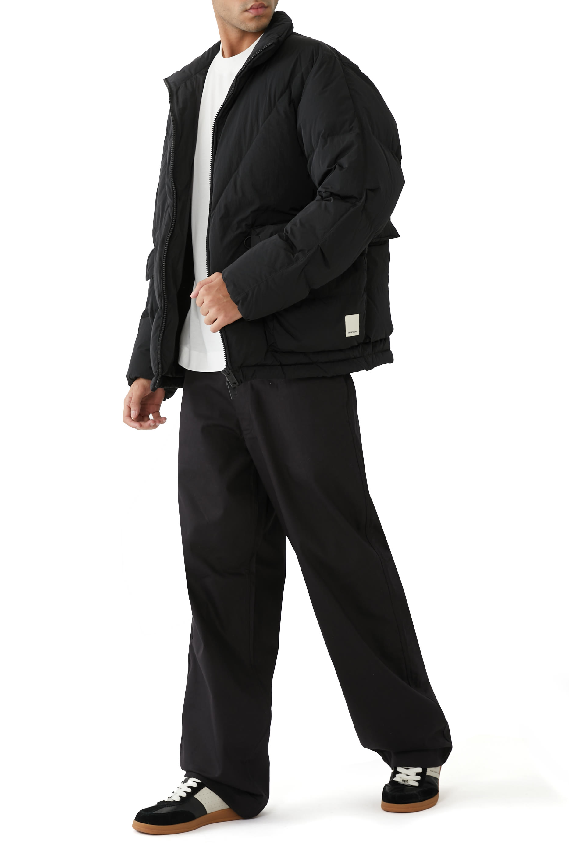 جاكيت منفوخ مبطن بالزغب نايلون مجعد