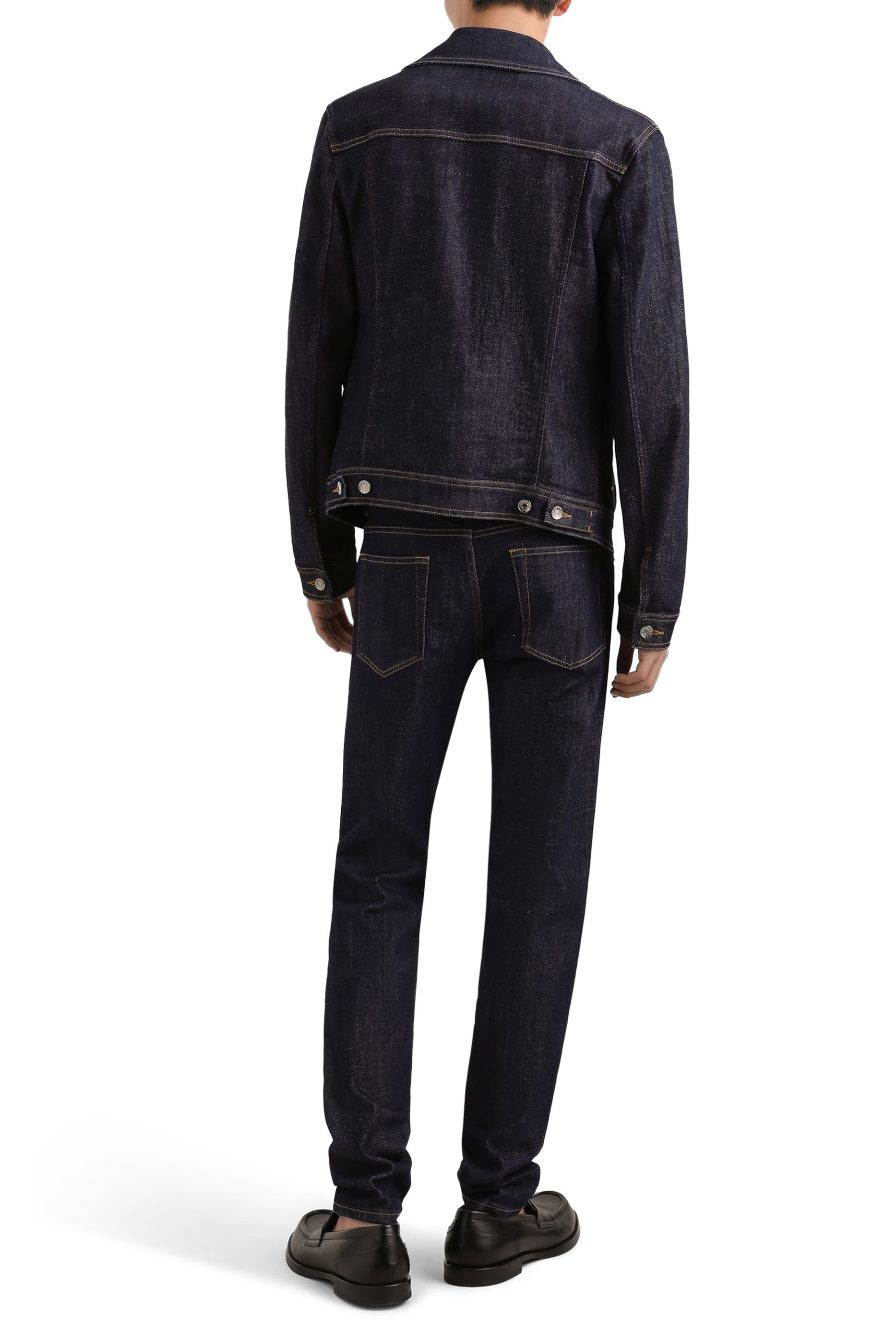 جاكيت دنيم قطن برقعة بشعار الماركة