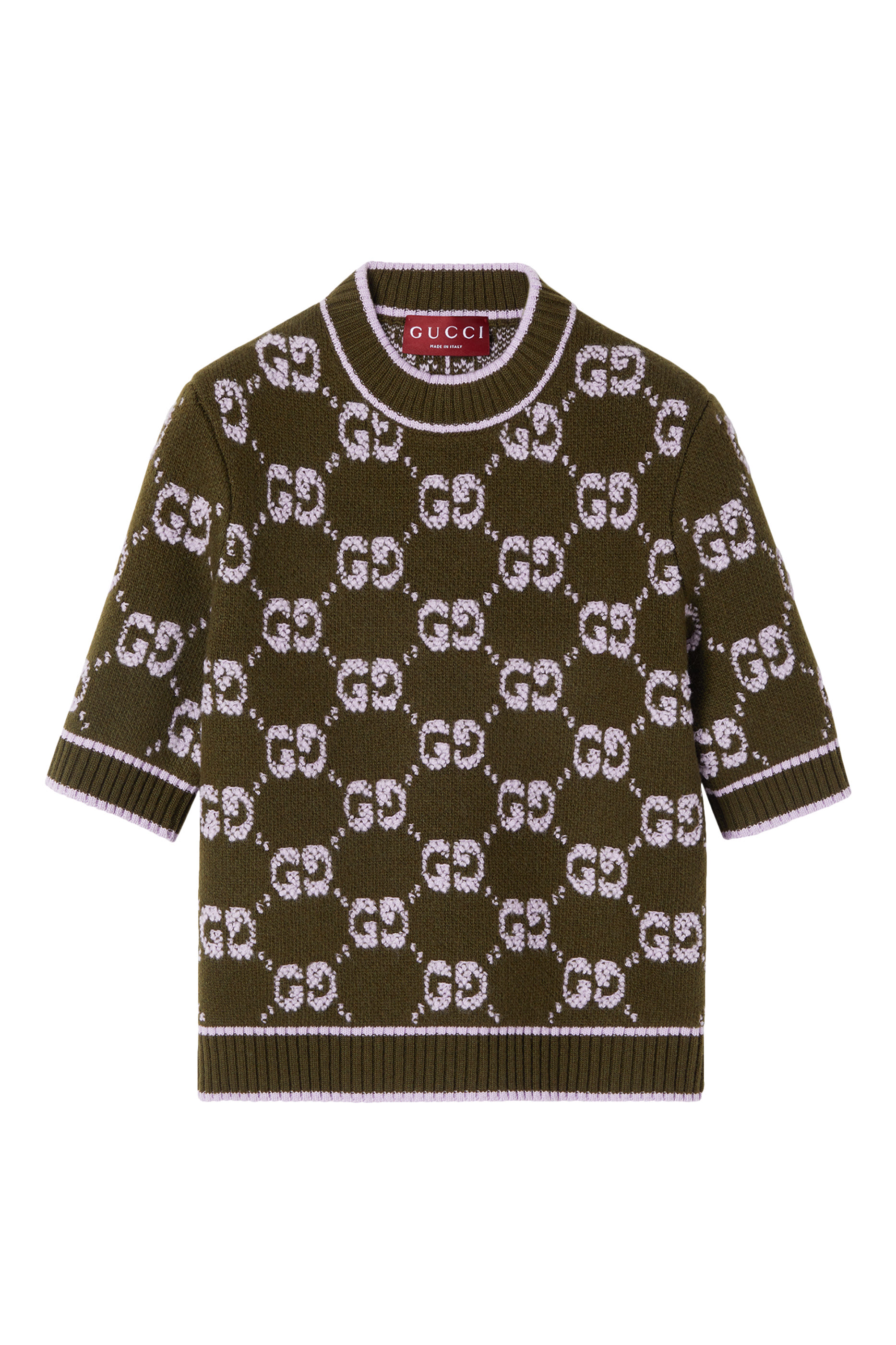 بلوزة صوف بوكليه بنقشة حرفي شعار الماركة جاكار