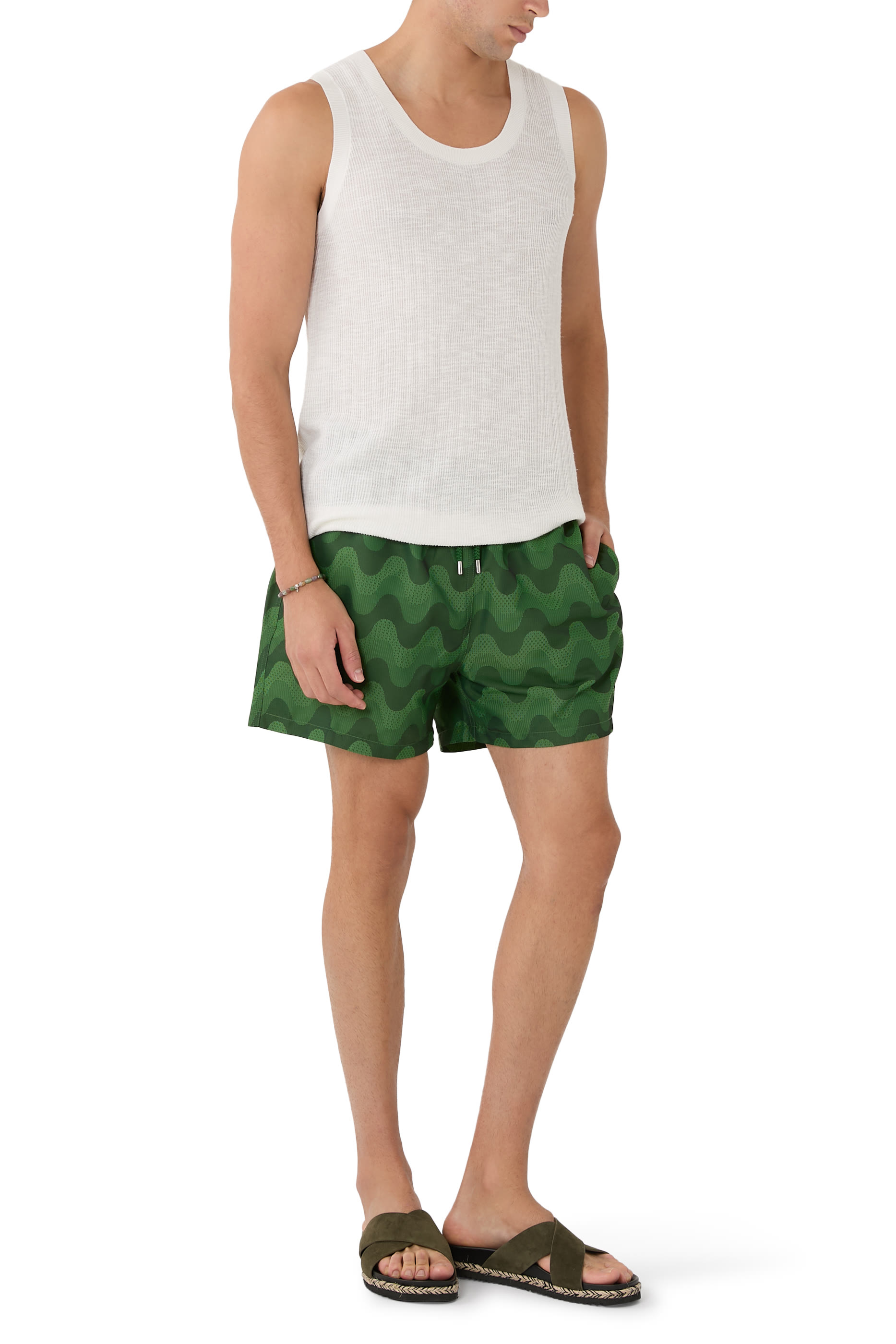 شورت سباحة رياضي يو بنقشة خوص جاكار