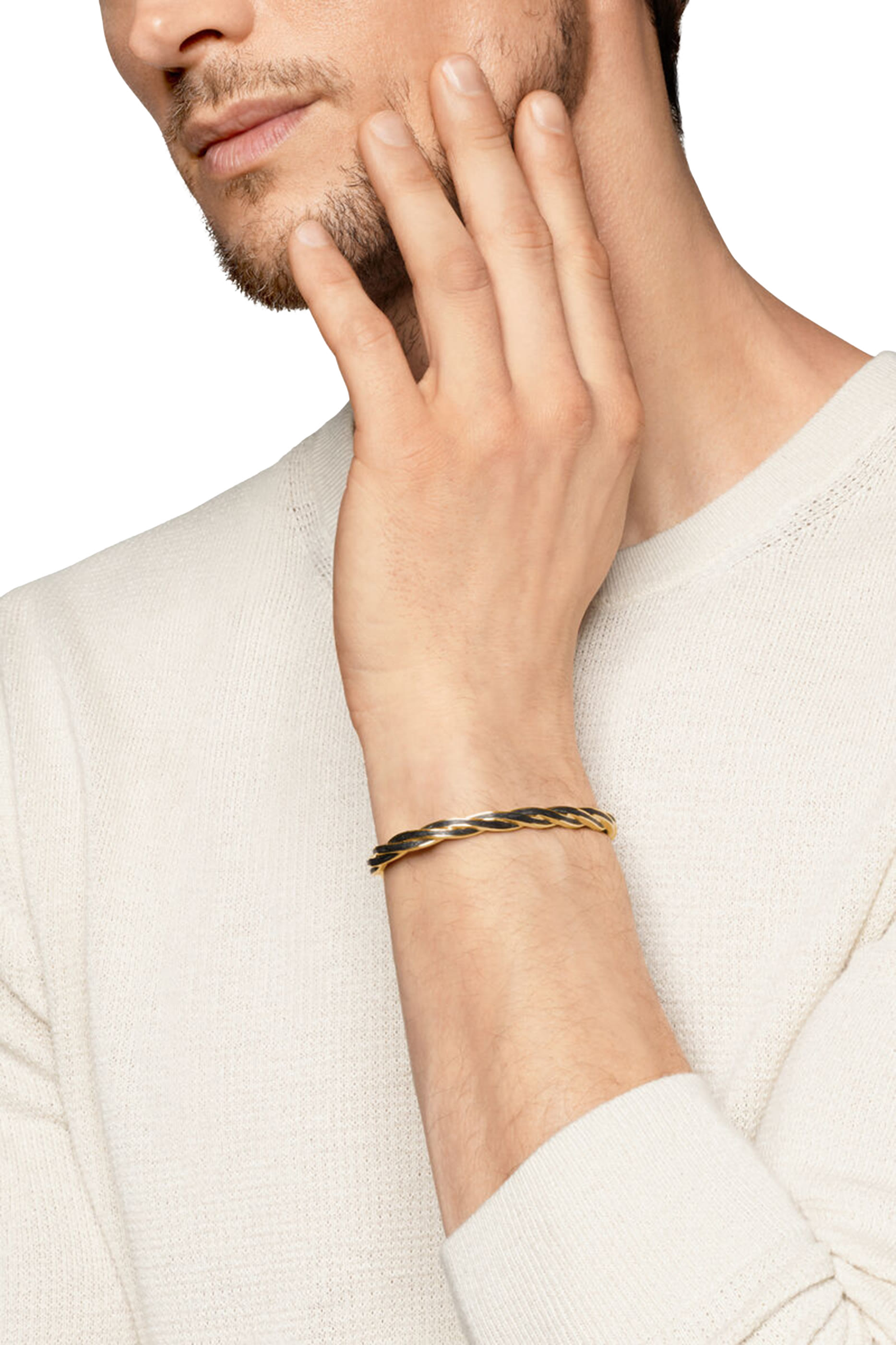 سوار هيليوس مفتوح ذهب أصفر عيار 18 وألياف كربون