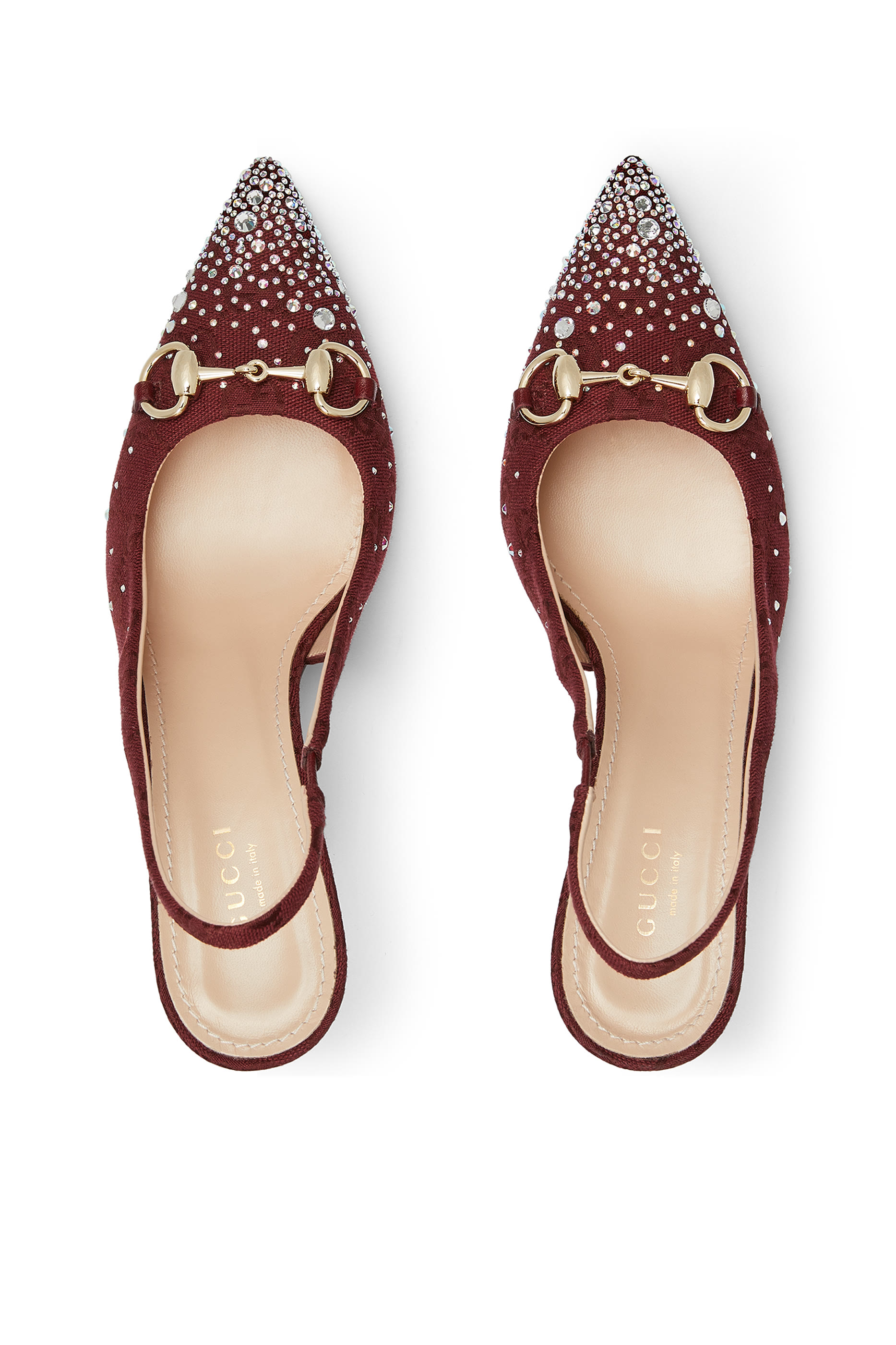 حذاء كلاسيكي بسير خلفي وحلية لجام الحصان وكريستال