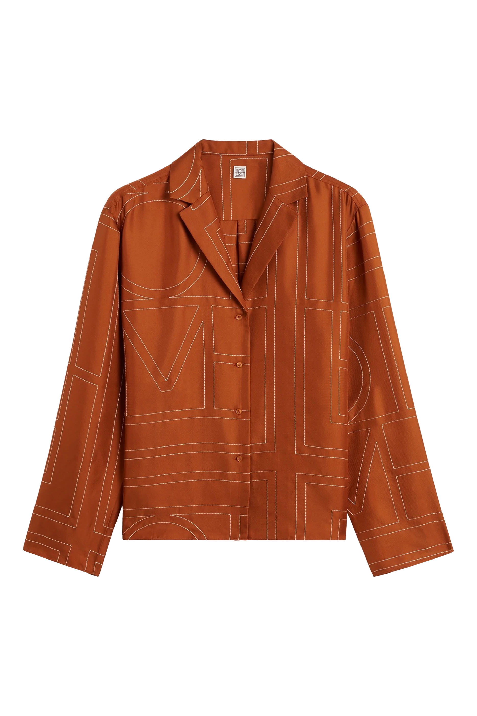 بلوزة بيجامة بنقشة حروف شعار الماركة حرير