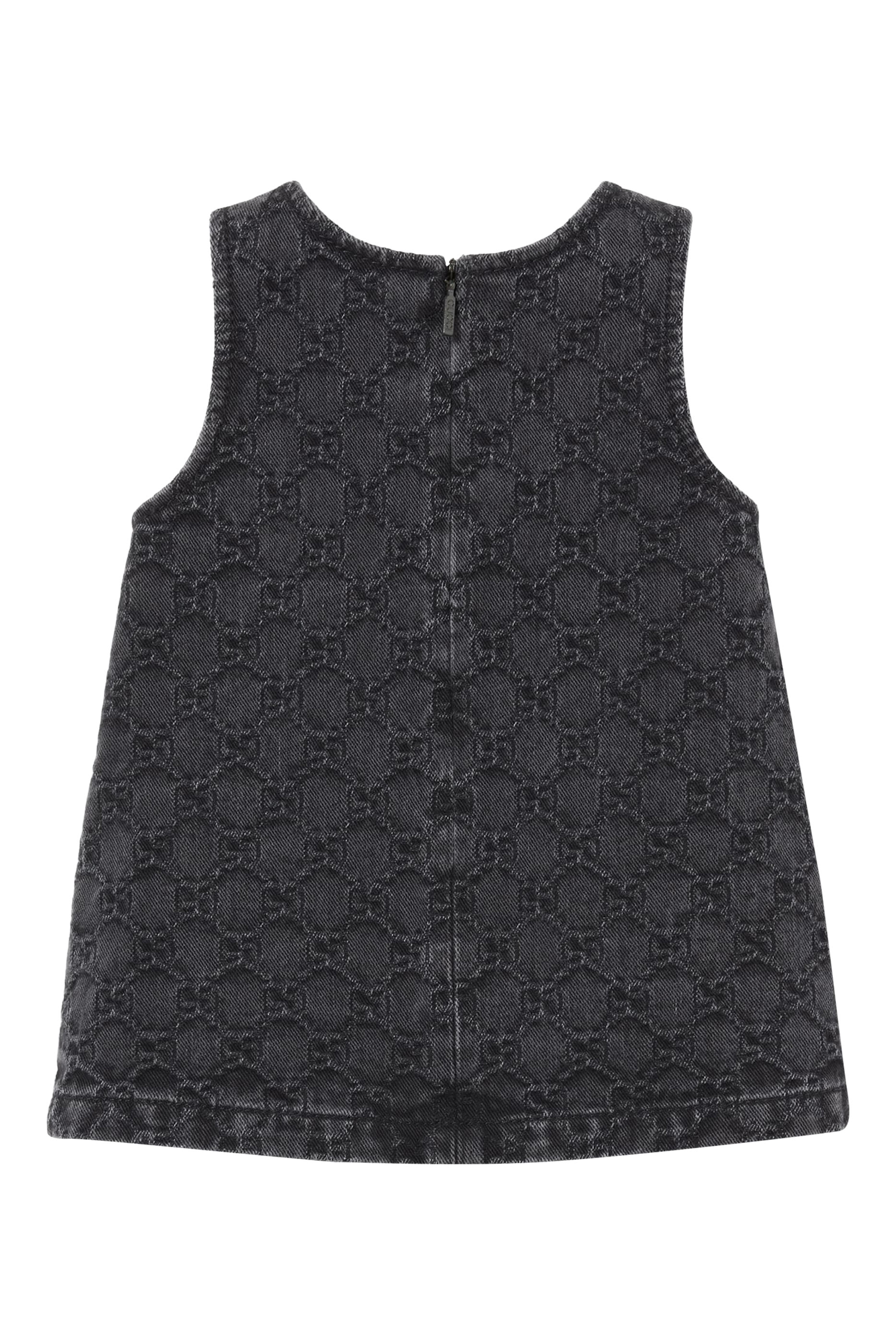 فستان دنيم جاكار بشعار حرفي الماركة