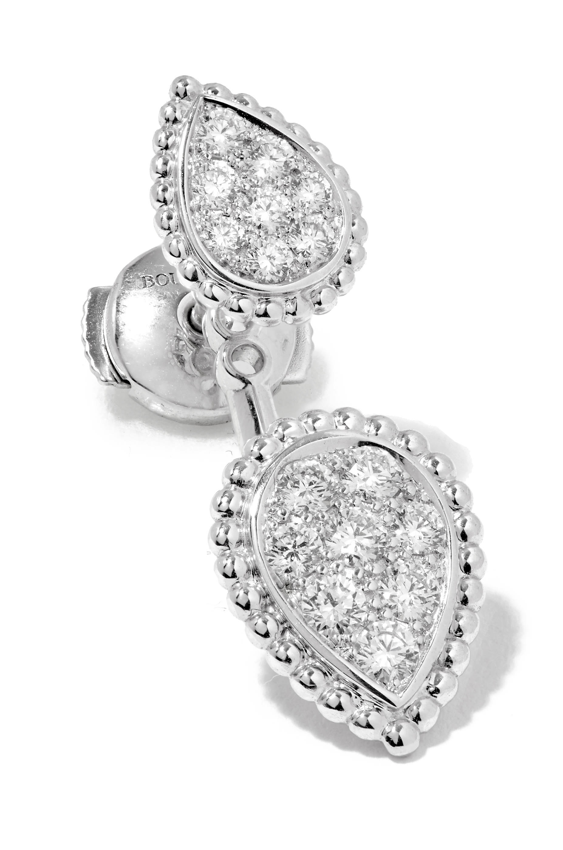 قرط سيربنت بوهيم مفرد بحلية مزدوجة مرصع بماس، ذهب أبيض عيار 18