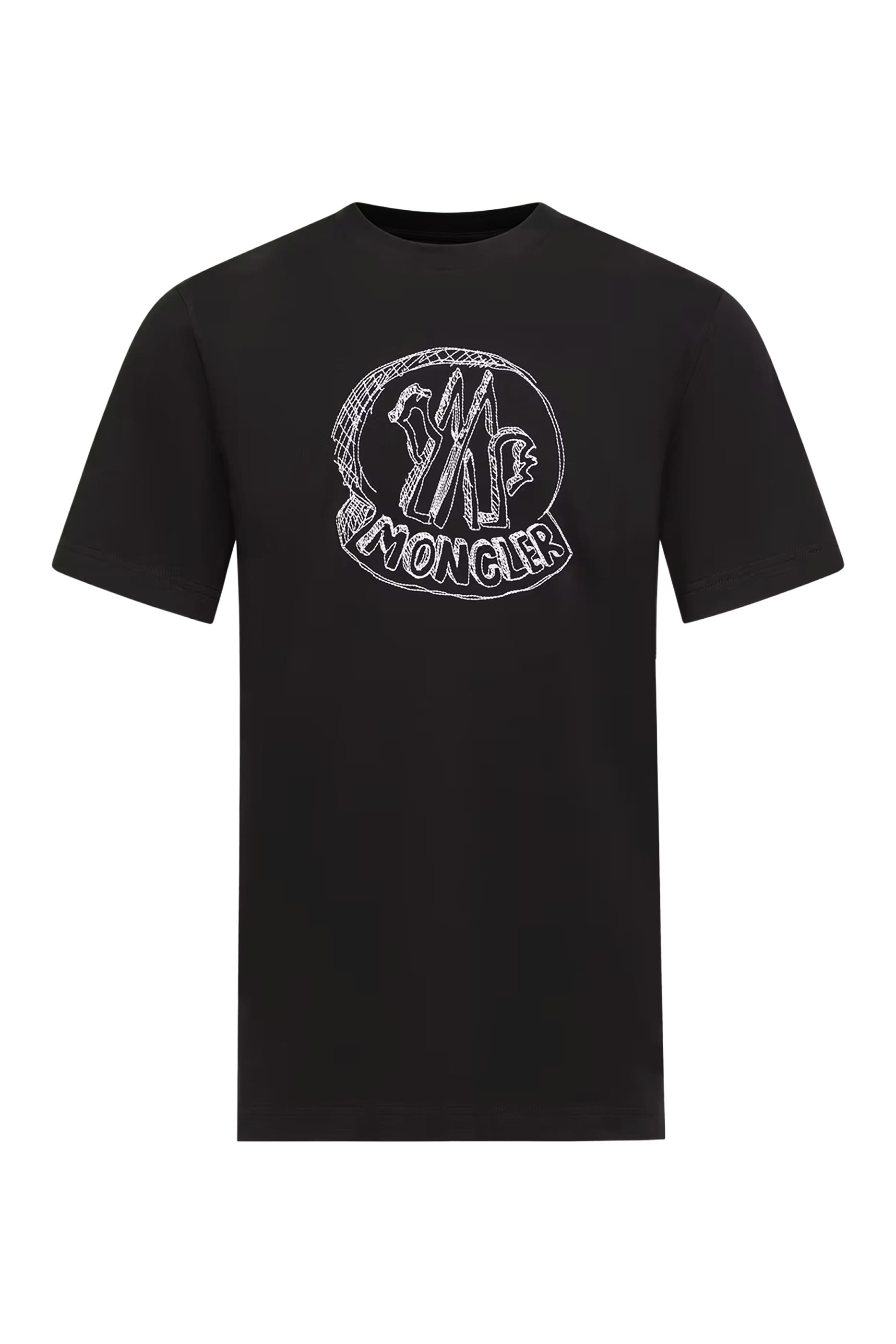 تيشيرت مطرز بشعار الماركة بتصميم تخطيطي