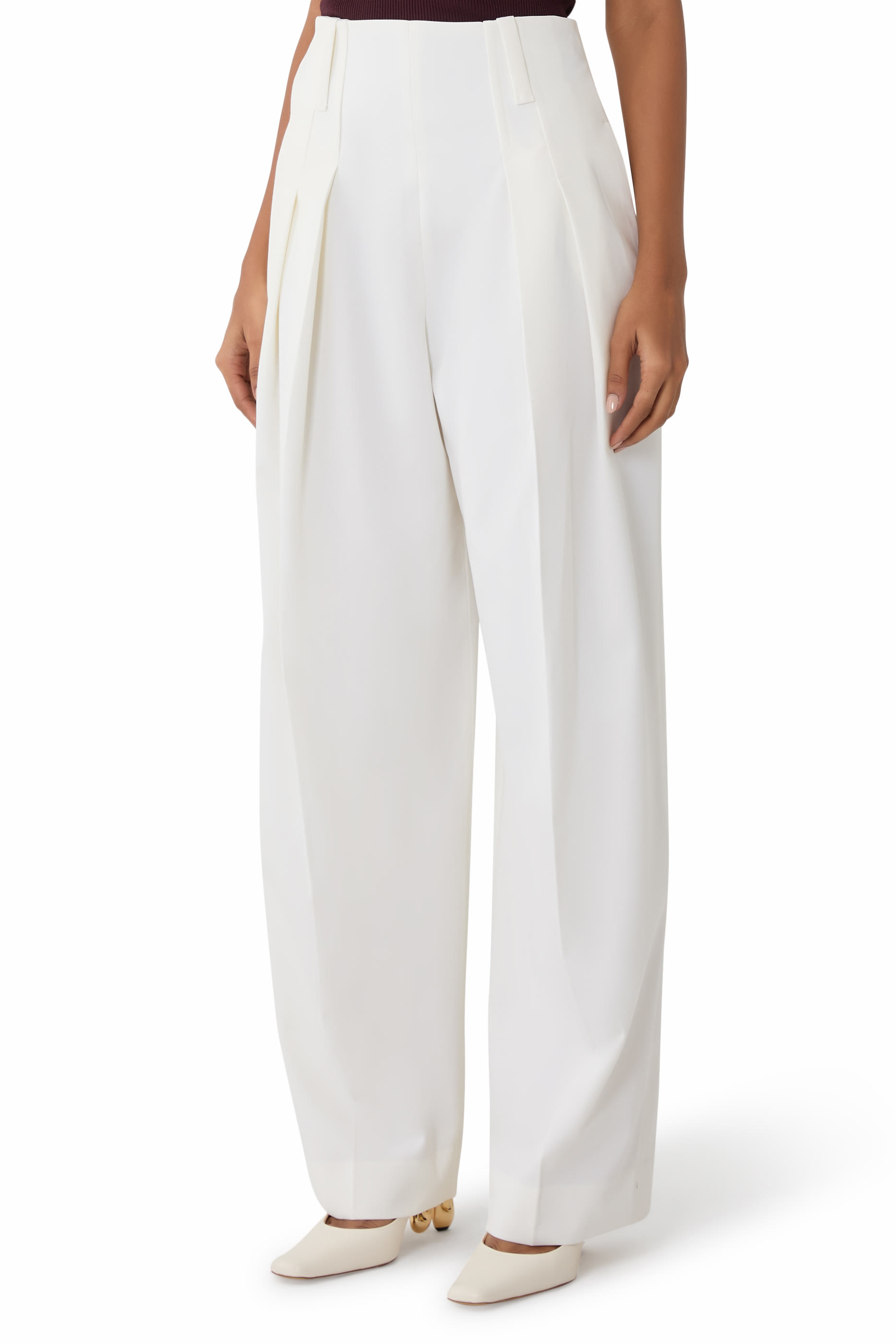 بنطال بخصر مرتفع مزموم