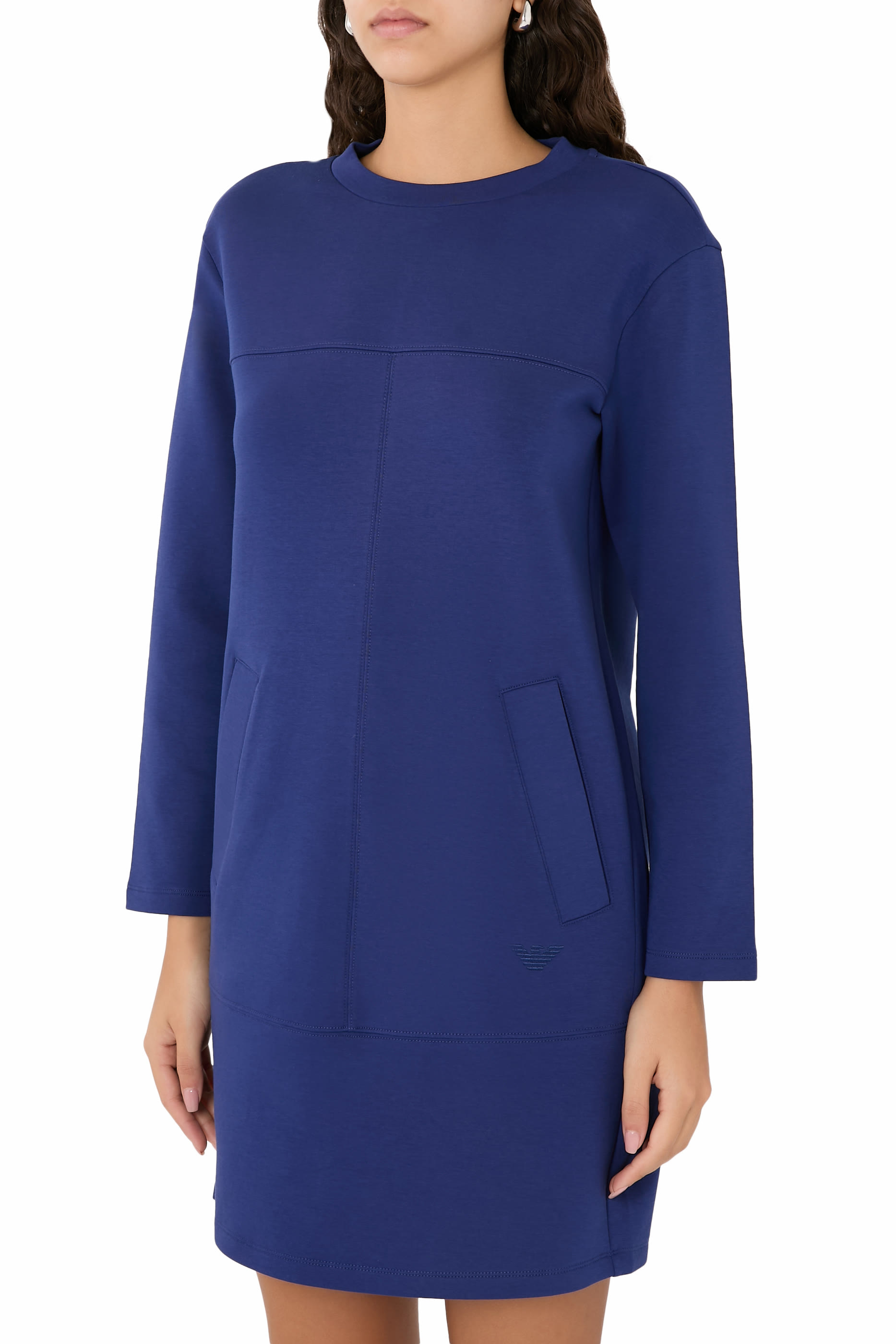 فستان بياقة ضيقة جيرسيه مزدوج