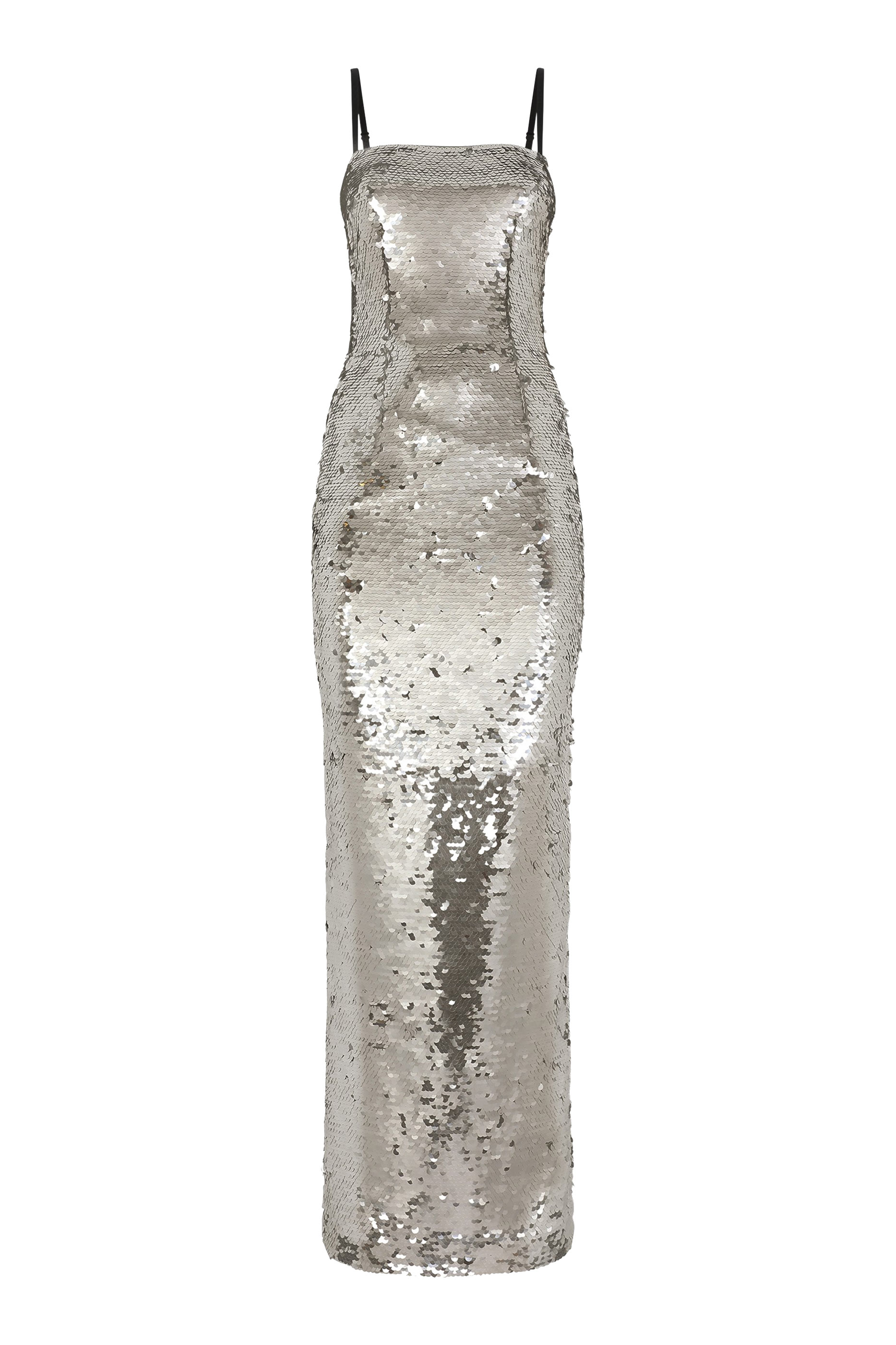 فستان طويل مزين بترتر