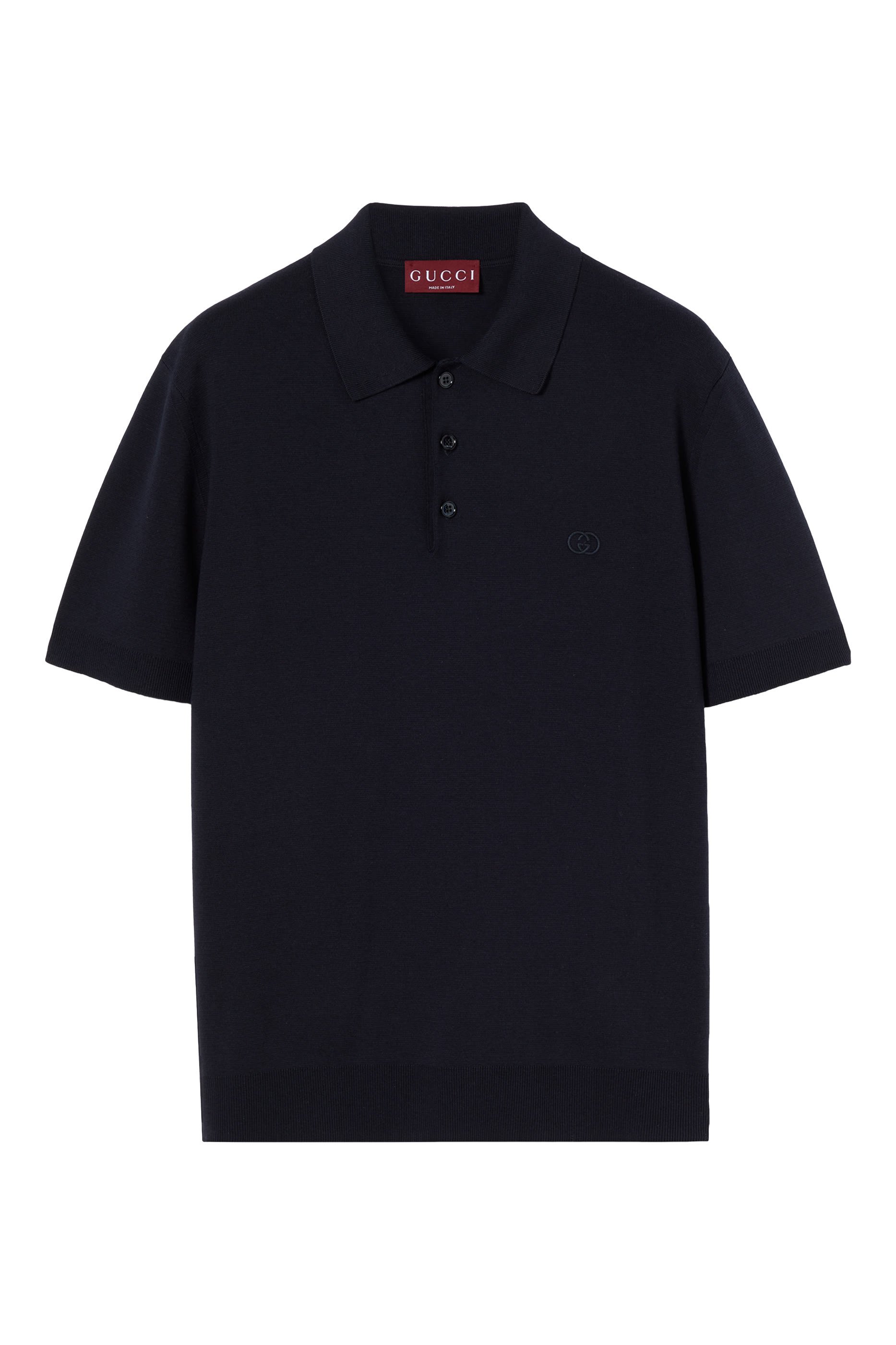 قميص بولو بتطريز شعار الماركة قطن وحرير