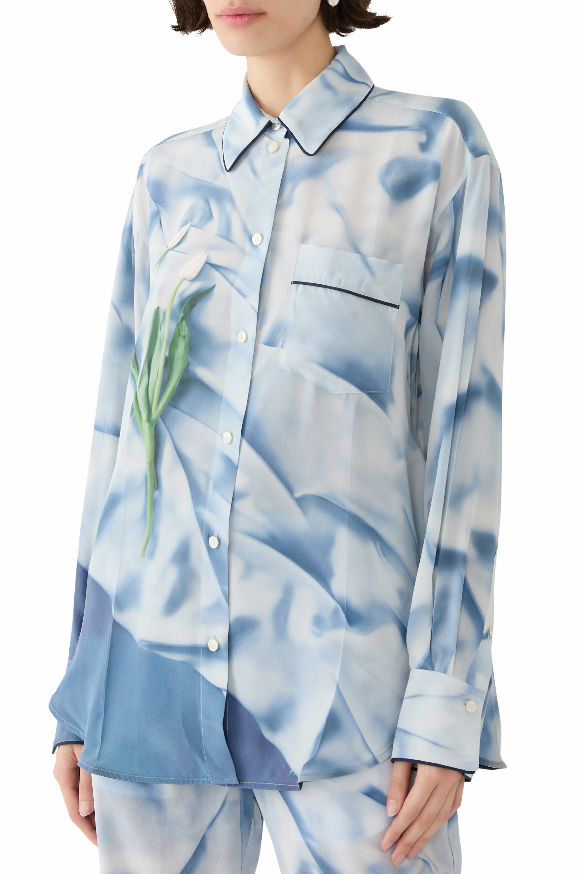 قميص بيجامة بتفاصيل ملفوفة