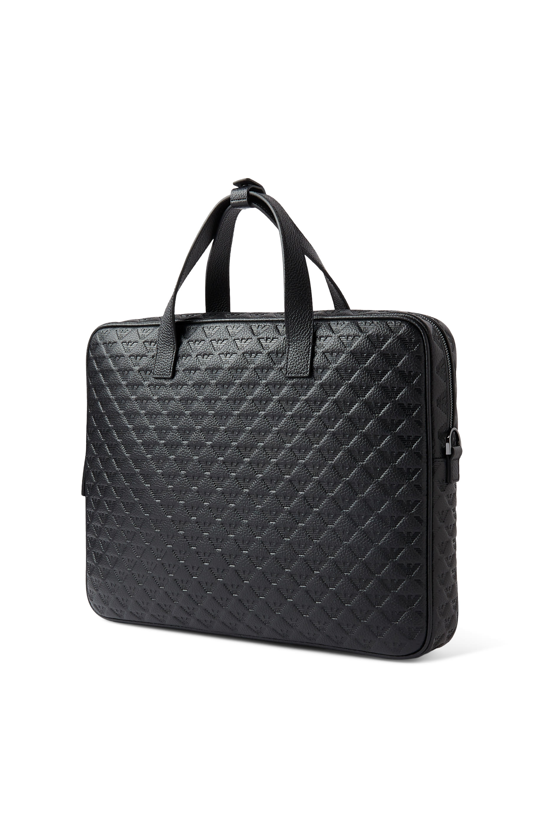 حقيبة عمل بنقشة شعار الماركة بحجم صغير جلد