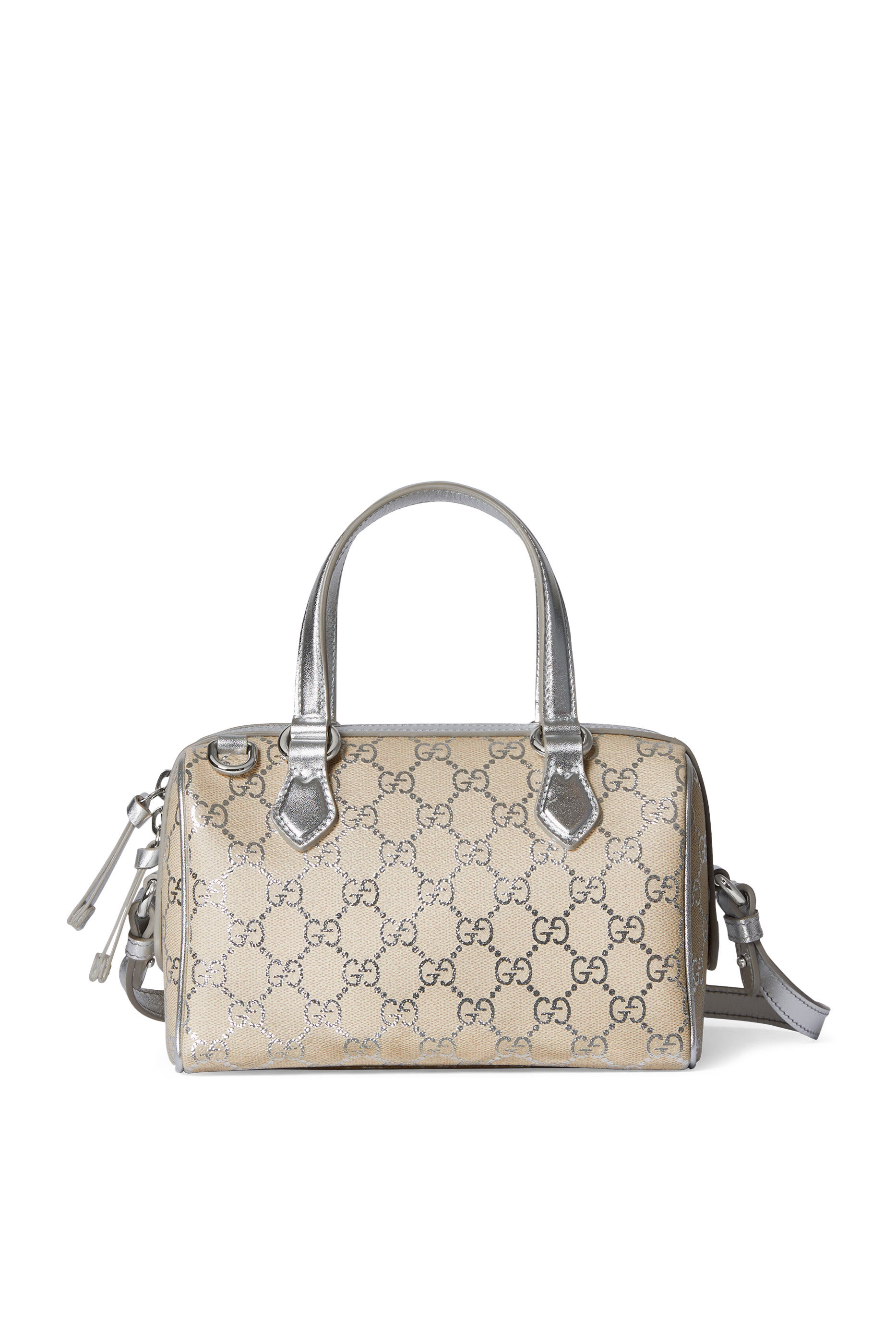 حقيبة بوسطن صغيرة بنقشة حرفي شعار الماركة 