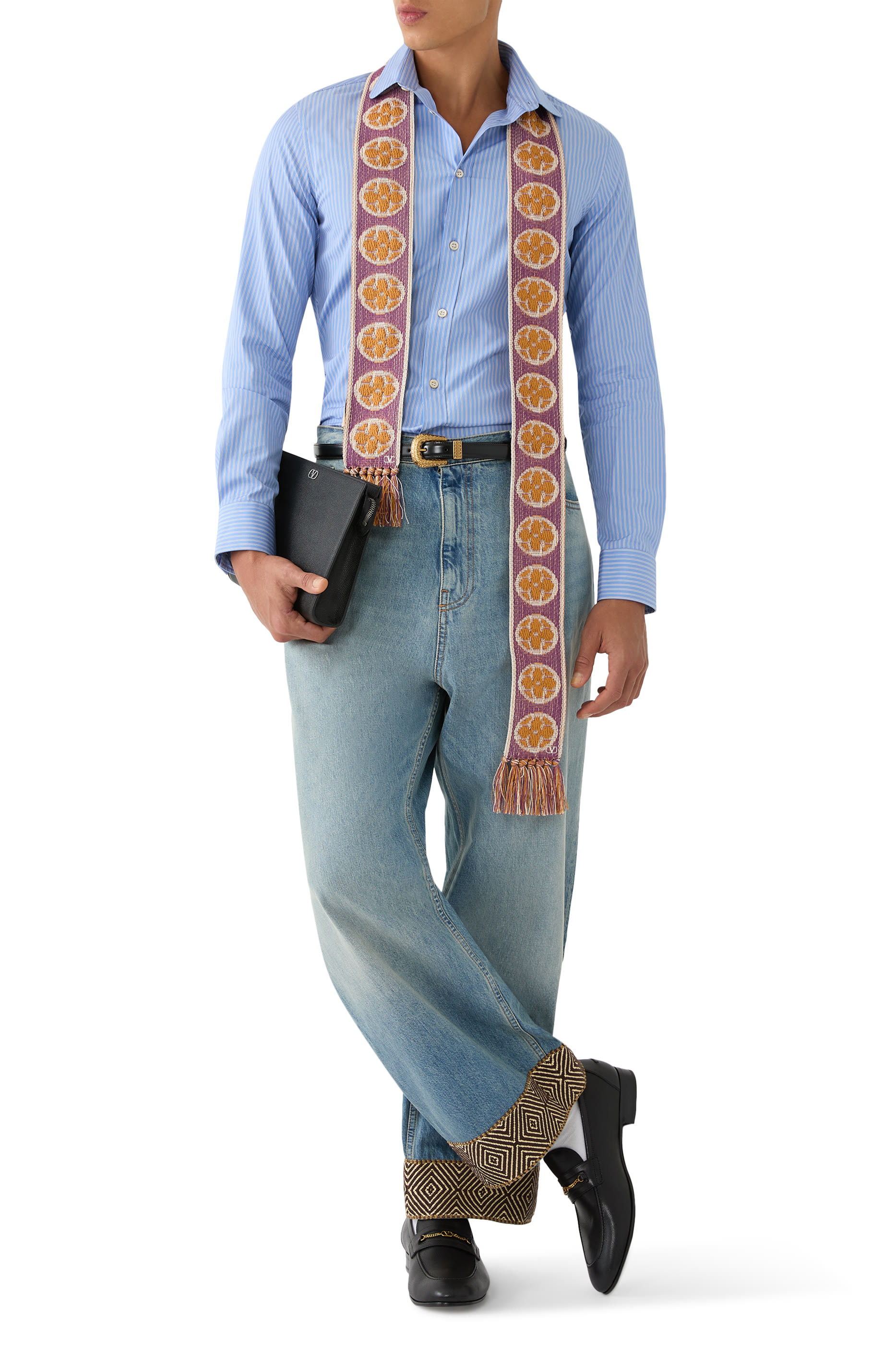 حذاء سهل الارتداء بشعار الماركة جلد جدي