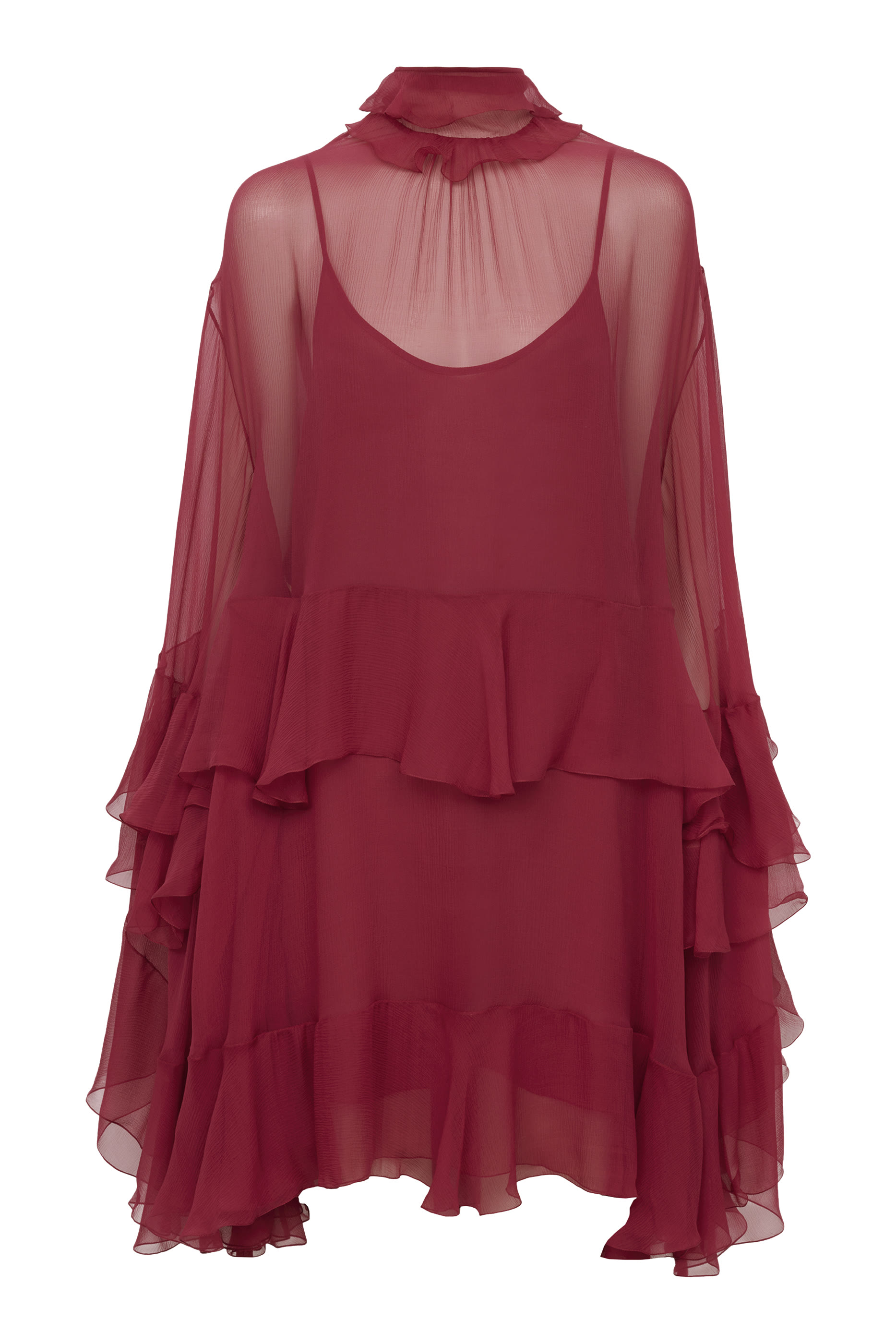 فستان قصير مزين بكشكش