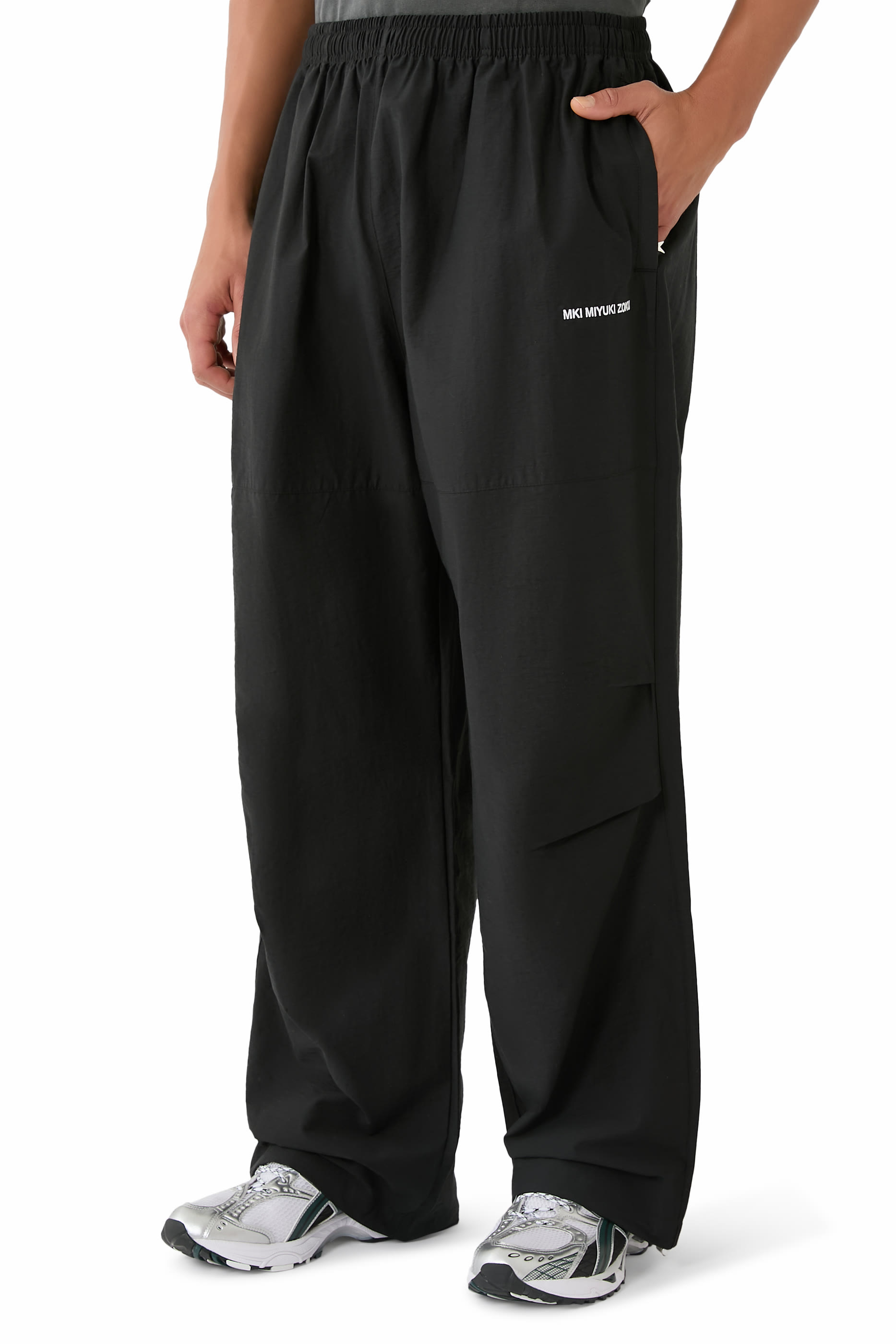 بنطال باراشوت بلون باهت نايلون قطني