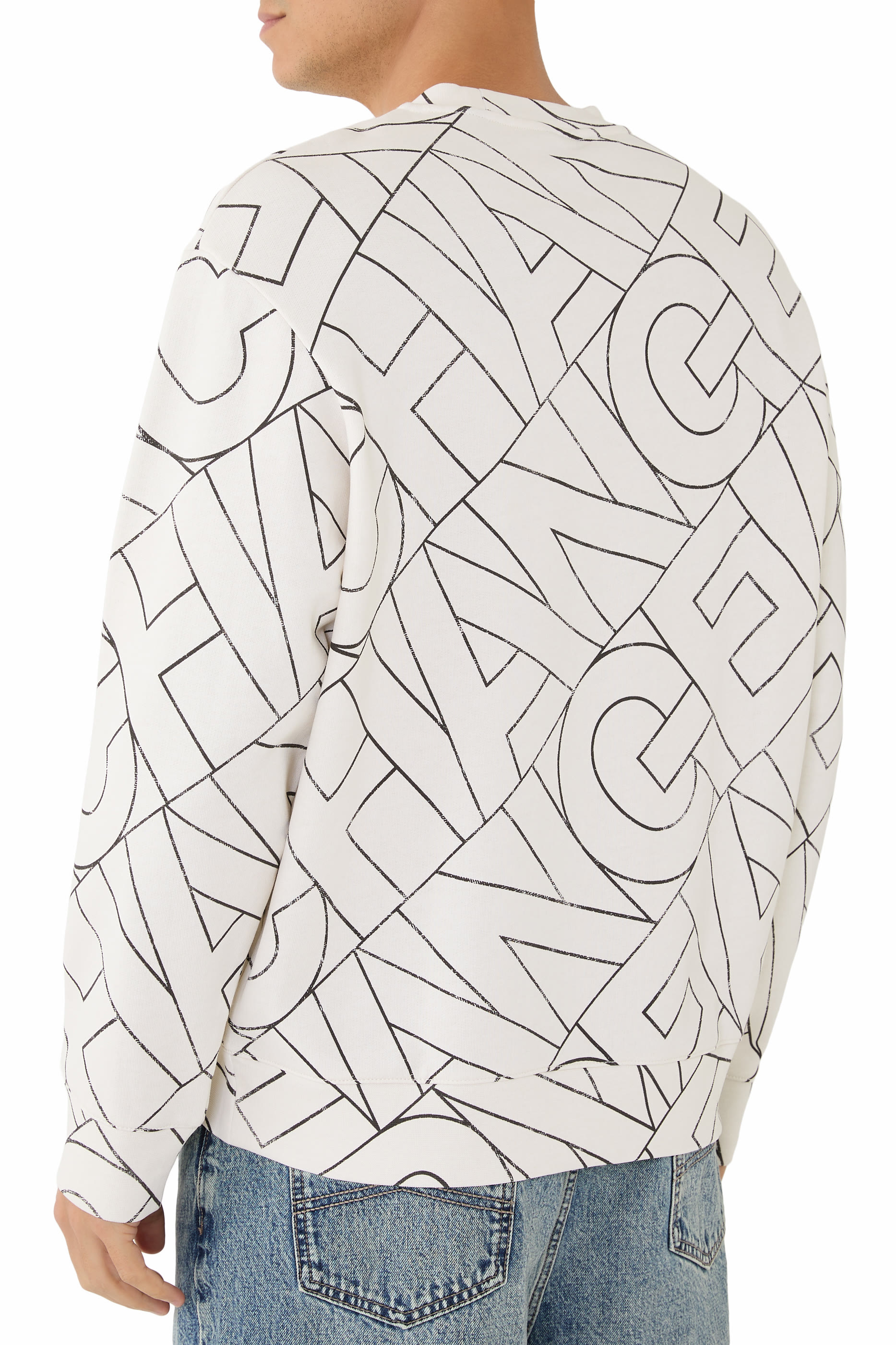 سويت شيرت بياقة ضيقة مزين كليا بشعار الماركة