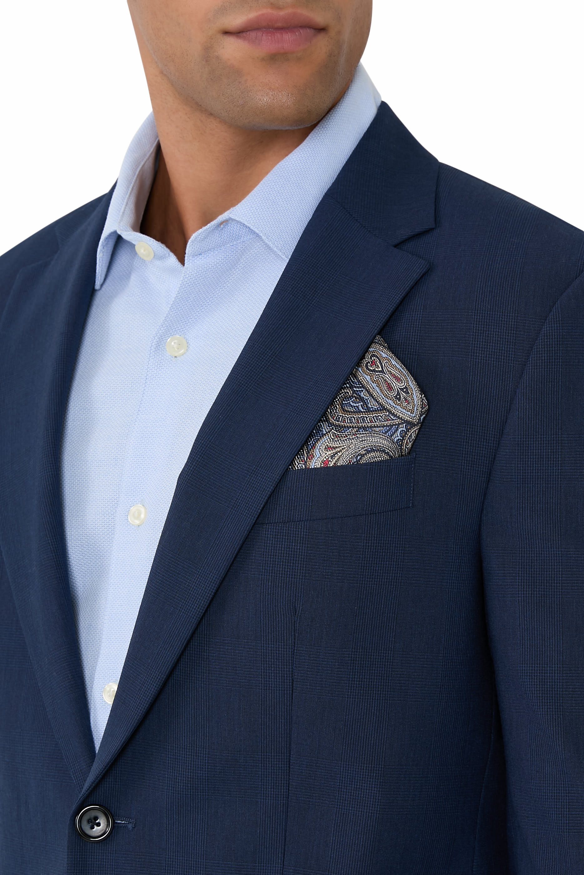 منديل جيب بتصميم مربع وطبعة مزدوجة 