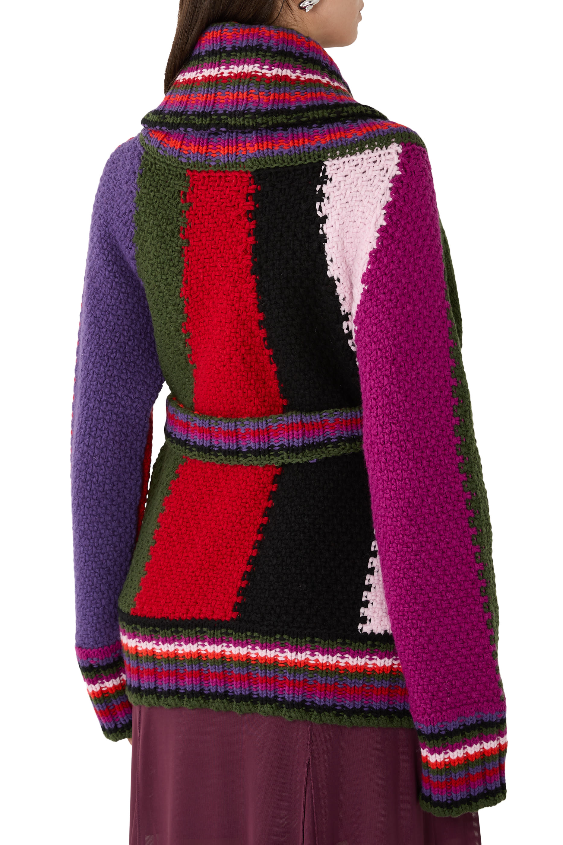 كارديجان بقصة فضفاضة وتصميم مقسم بألوان