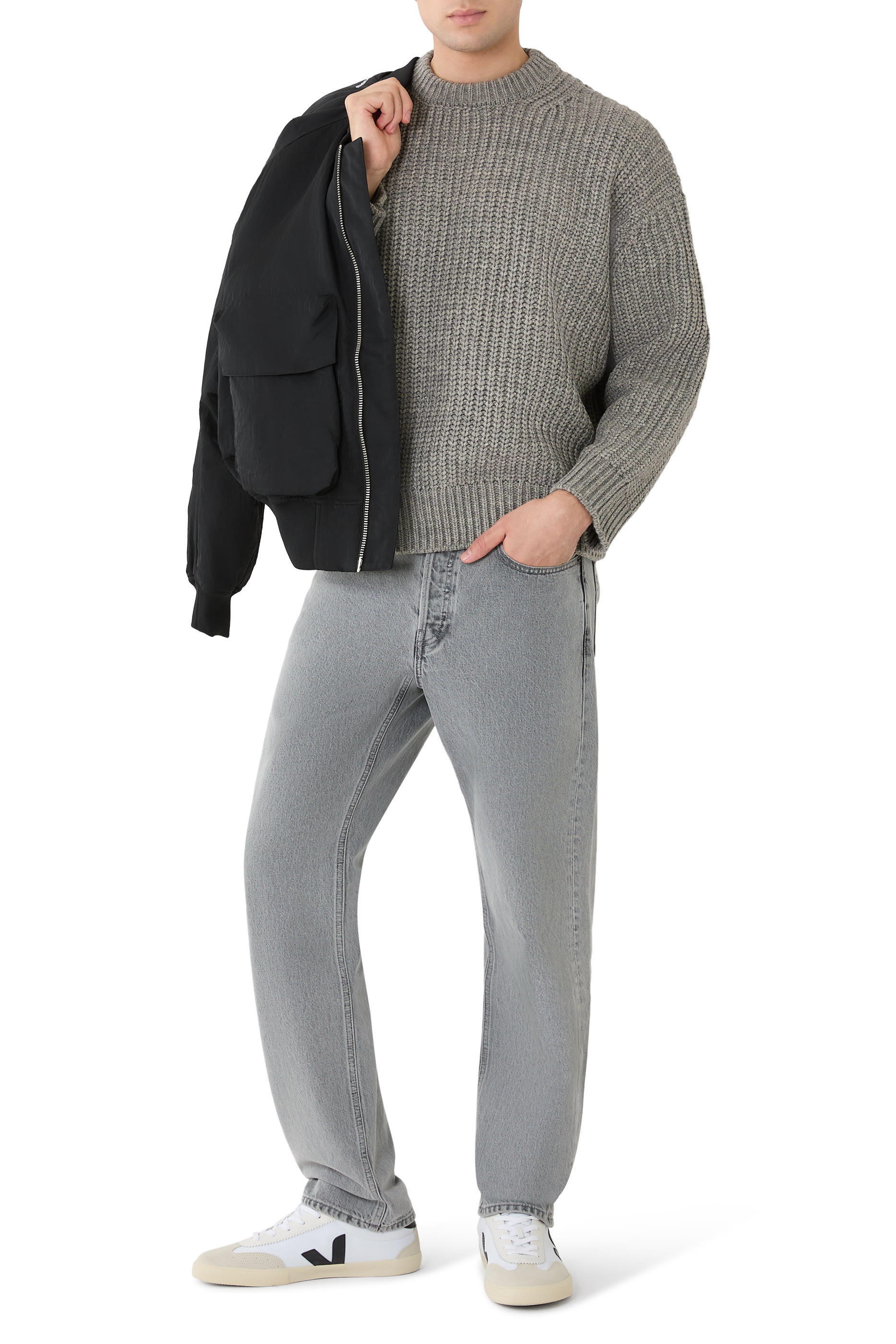 سترة بنسيج مضلع سميك بياقة ضيقة