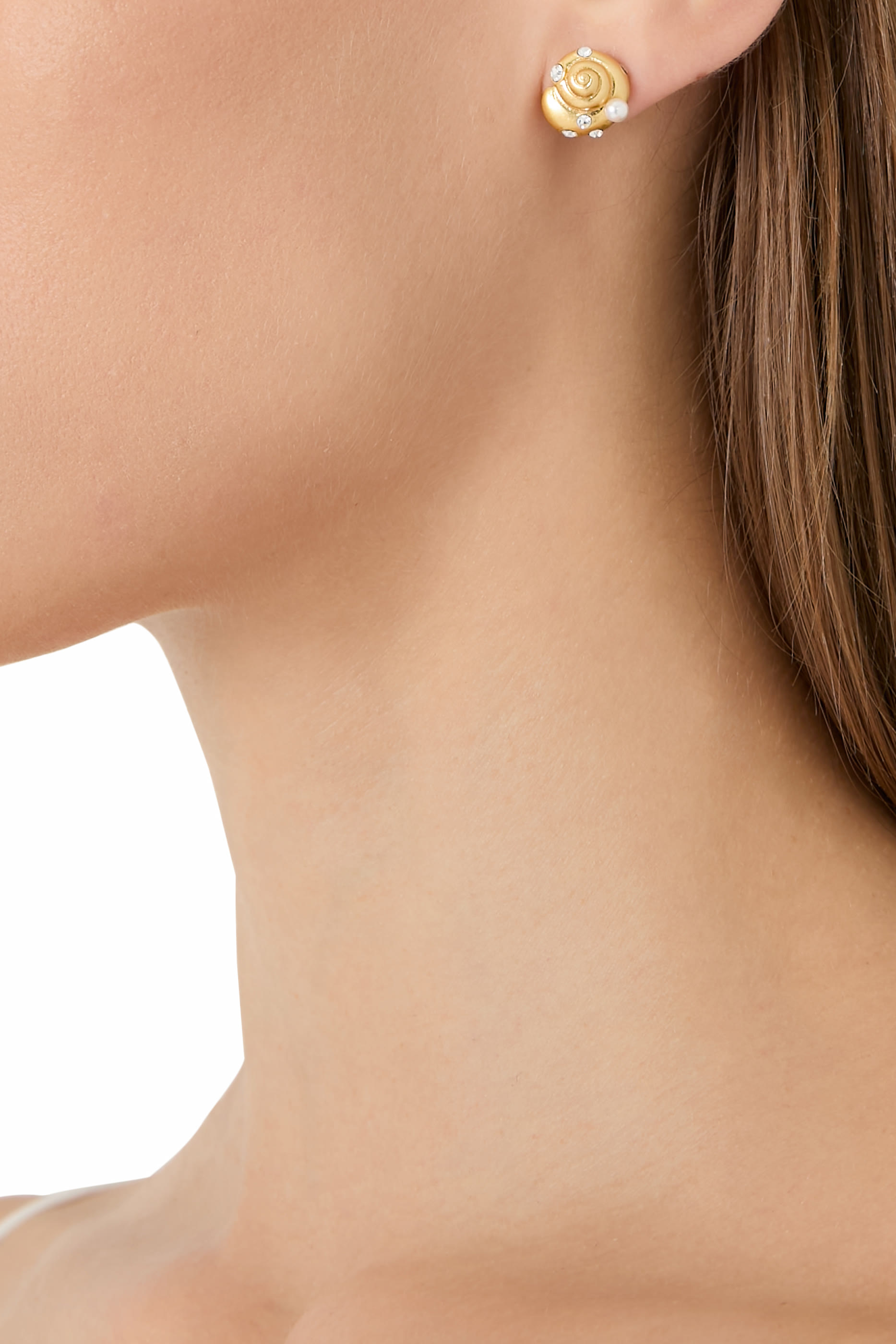 أقراط بيتشسايد مرصعة بأحجار زركونيا مكعبة، لؤلؤ زجاجي، وحجر زجاجي، وأعمدة من التيتانيوم، معدن مطلي