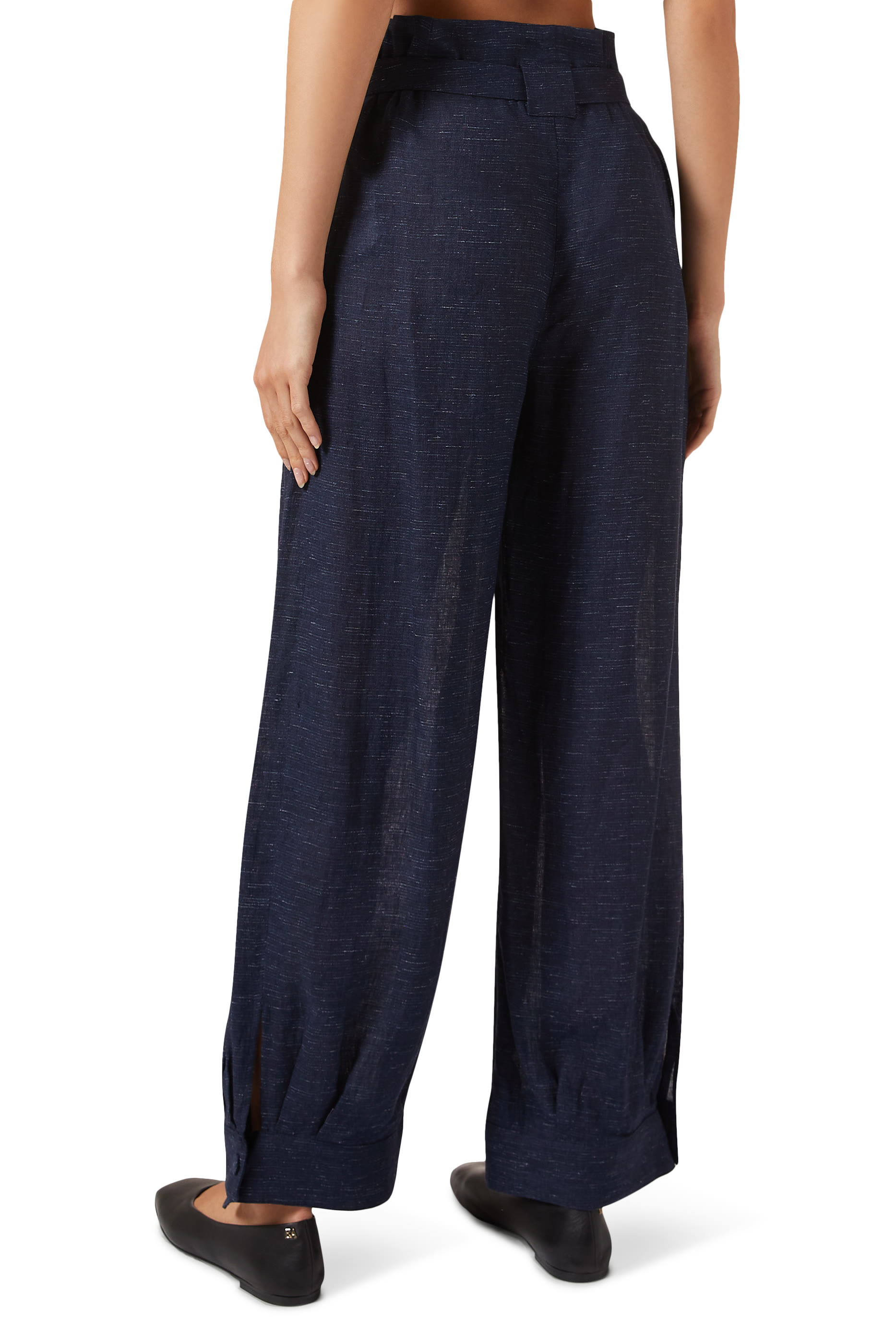 بنطال بقصة ساق مستقيمة وحزام