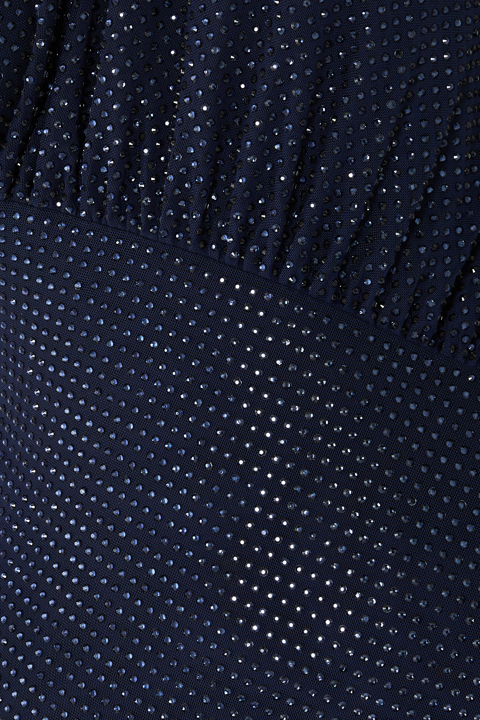 فستان طويل بفتحات مزين بأحجار الراين قماش شبكي