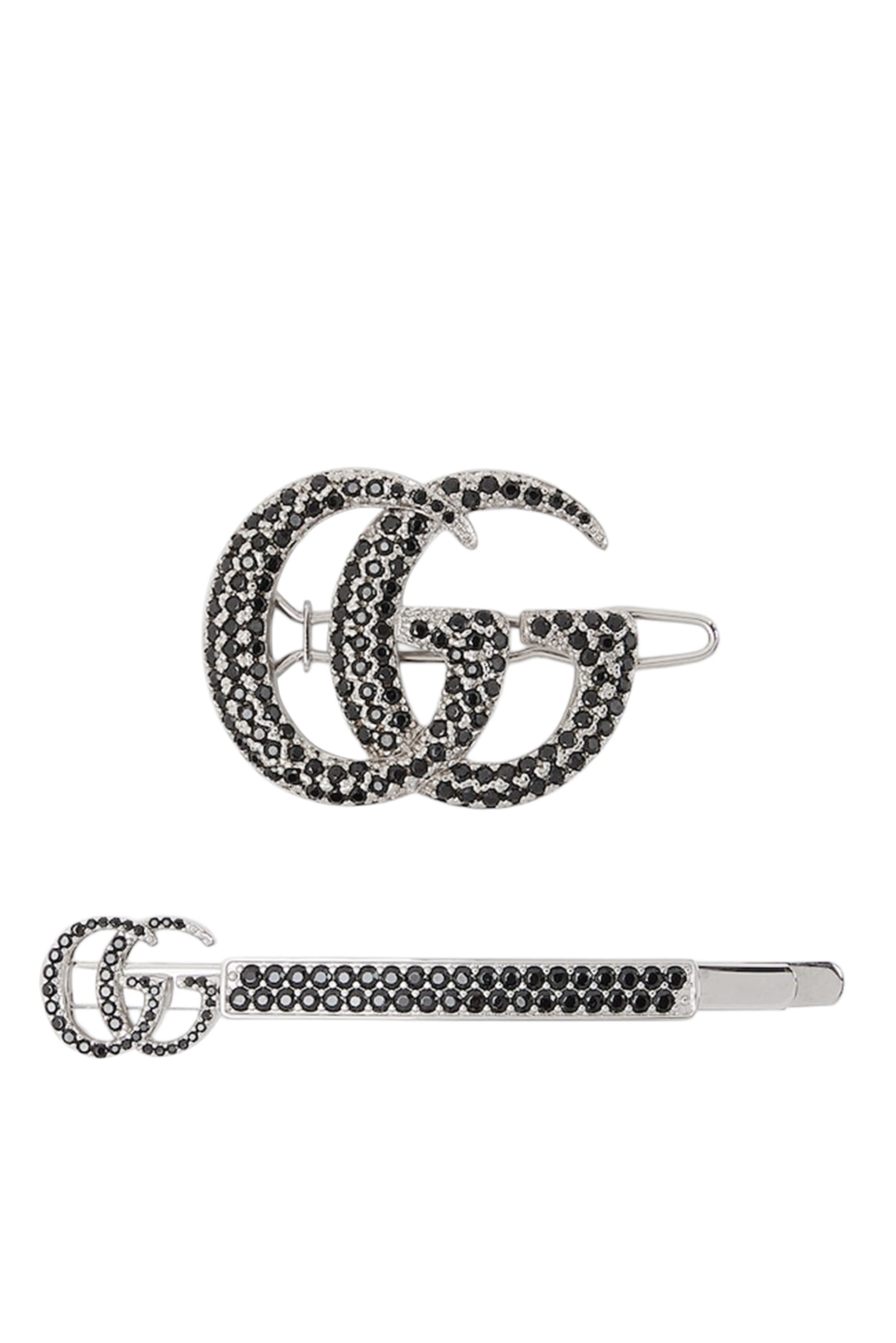 طقم مشابك شعر بشعار G مزدوج مرصع بكريستال