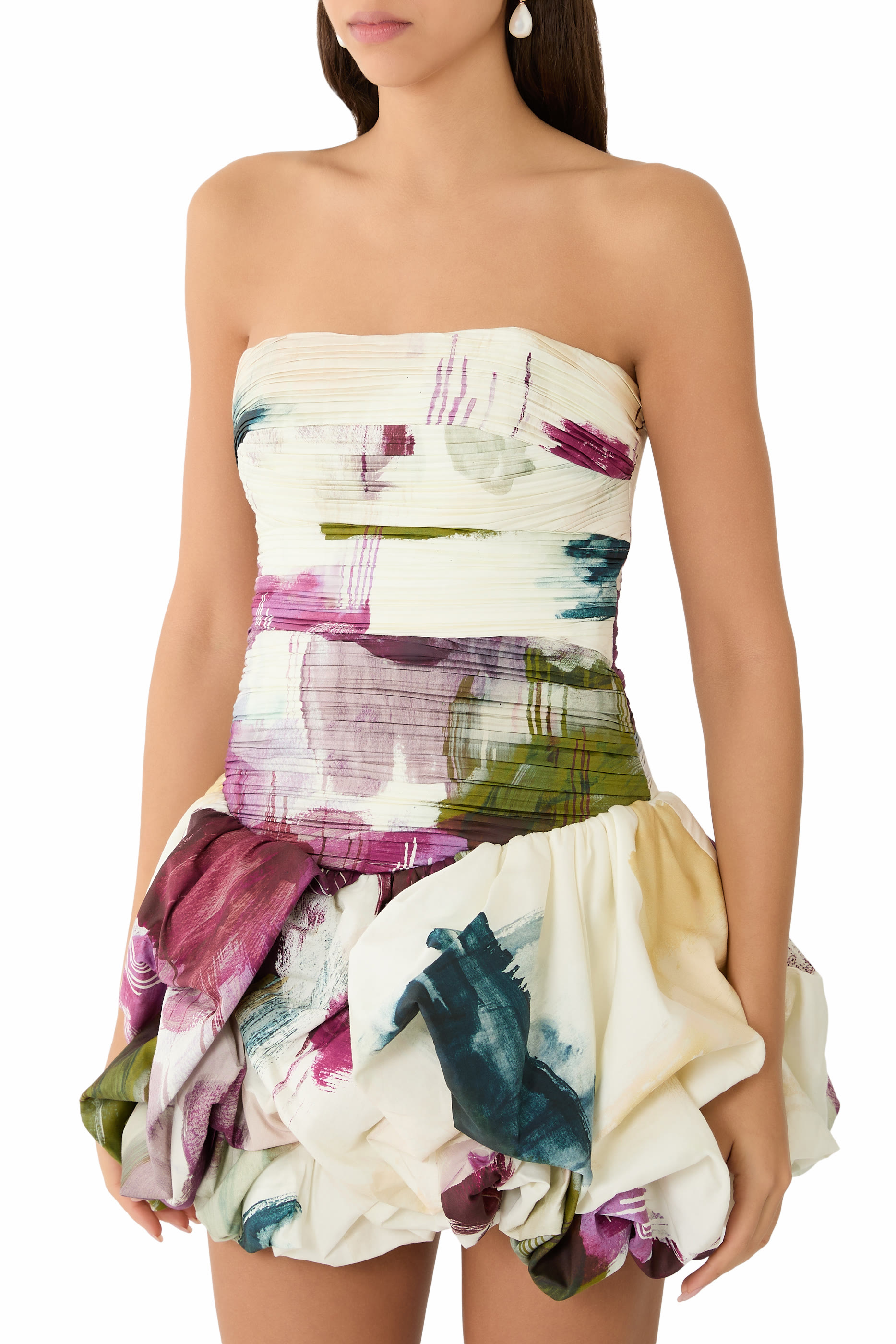 فستان فيوليت قصير  بحافة واسعة