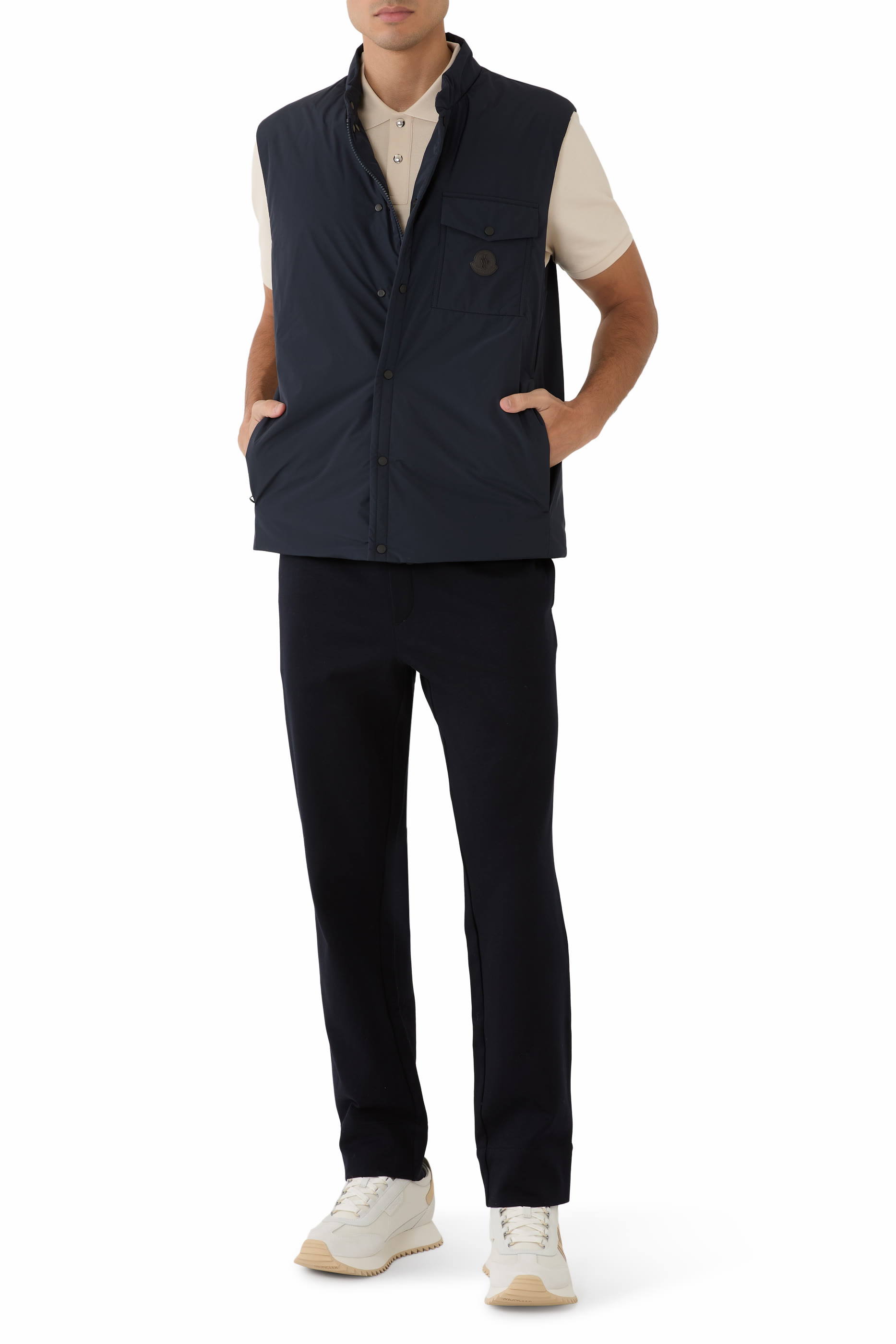 بنطال رياضي بشعار الماركة جلد من مزيج قطن 