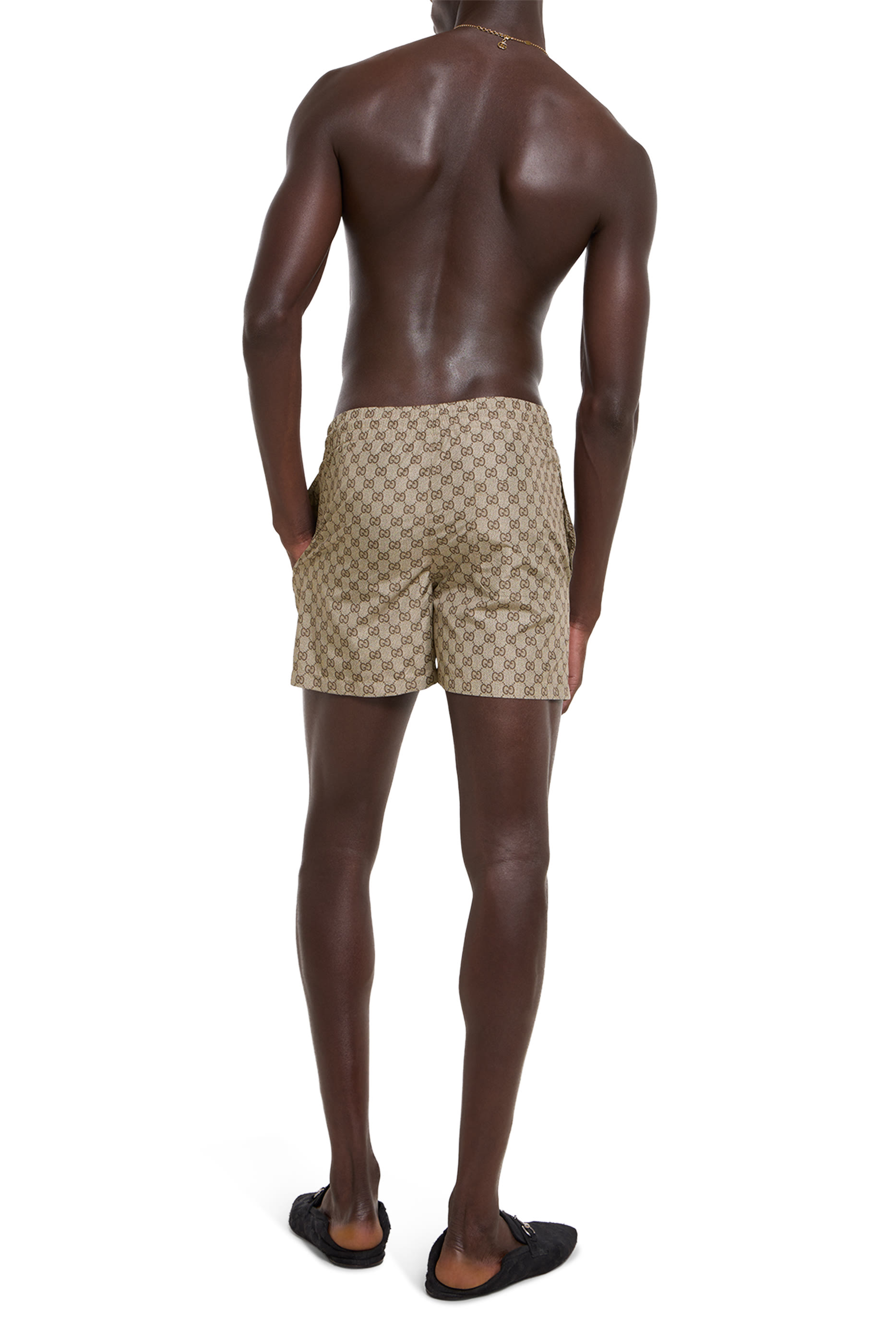 شورت سباحة مزين كليا بنقشة حرفي شعار الماركة نايلون