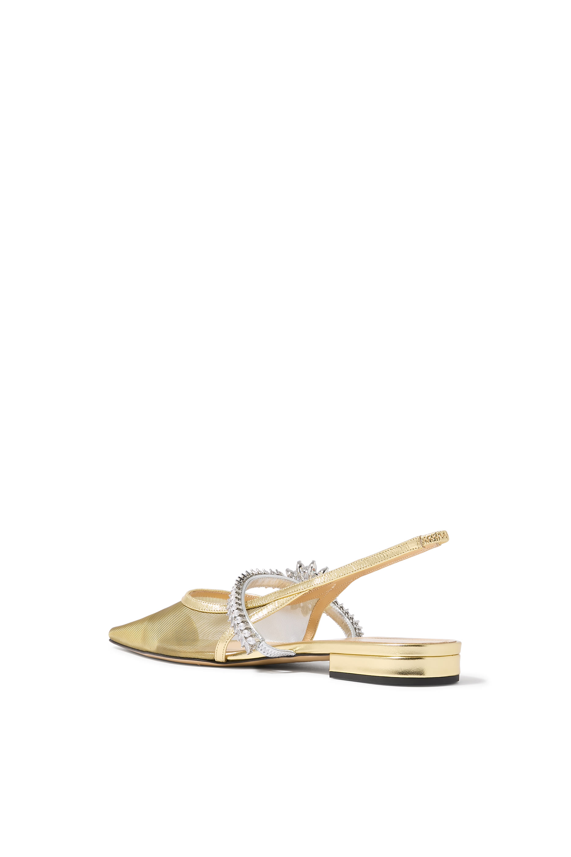 حذاء بنعل مسطح مزين بزهرة لوتس قماش شبكي